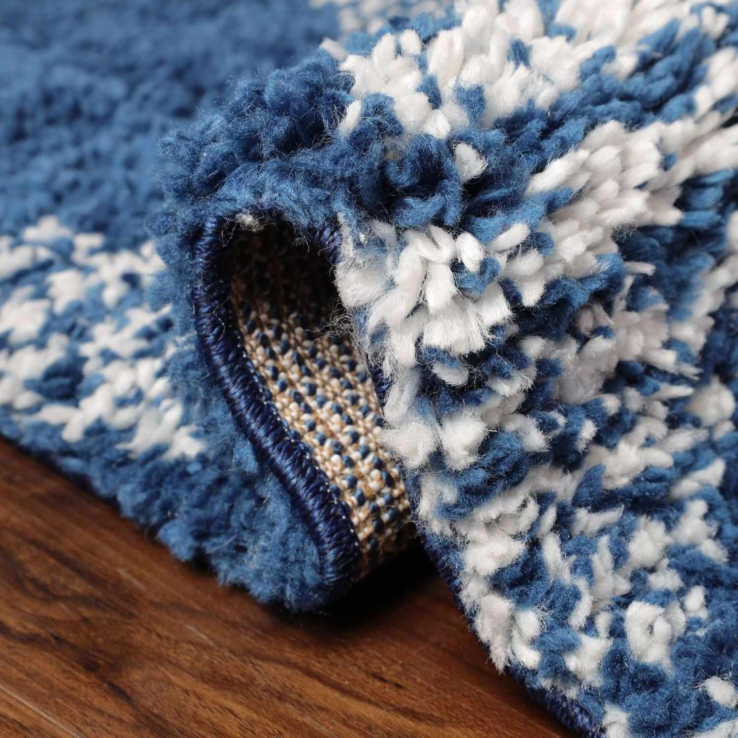 Bohemian Geometric Indoor Plush Shag Area Rug with Tassels