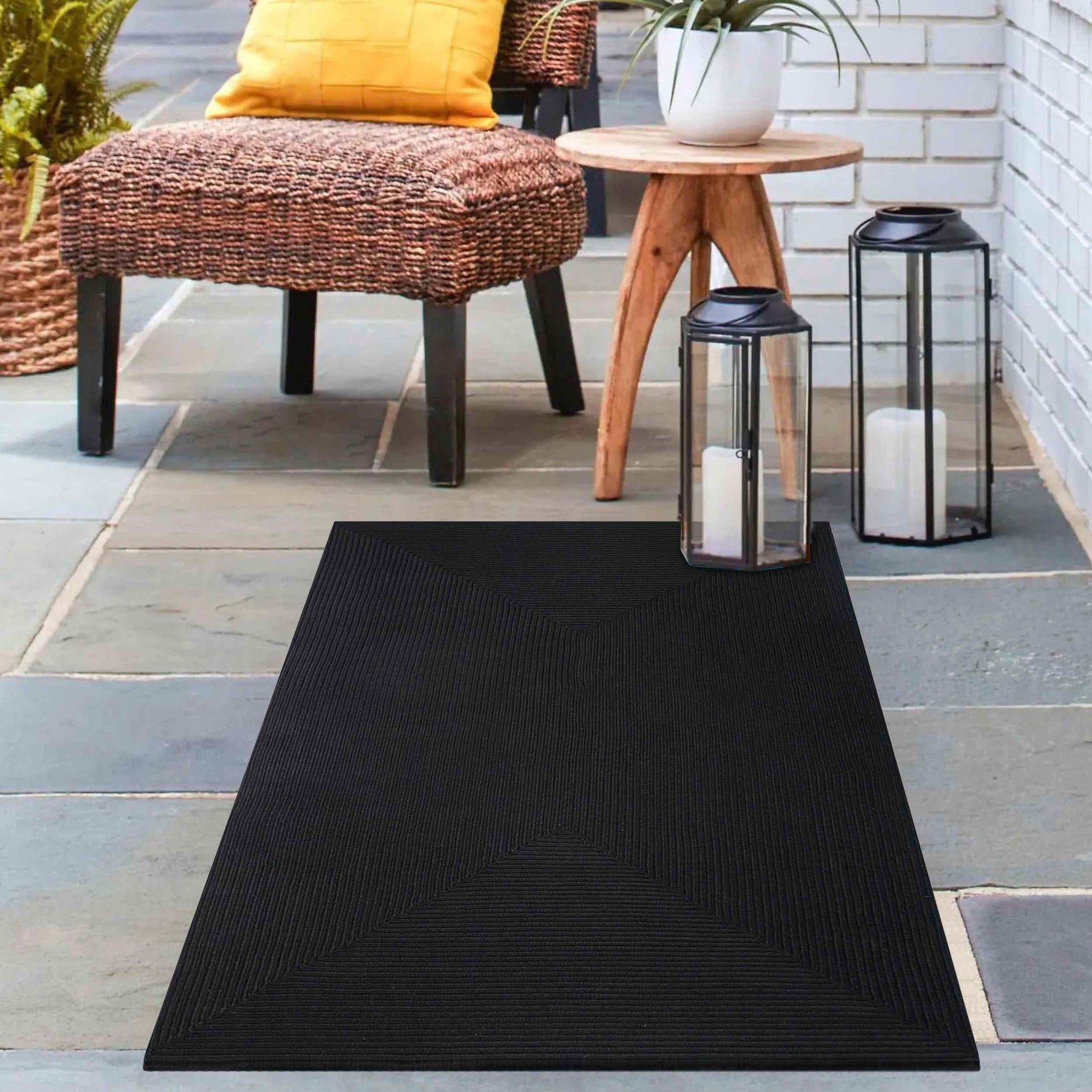 Bohemian Indoor Outdoor Rugs Solid Rectangle Braided Area Rug