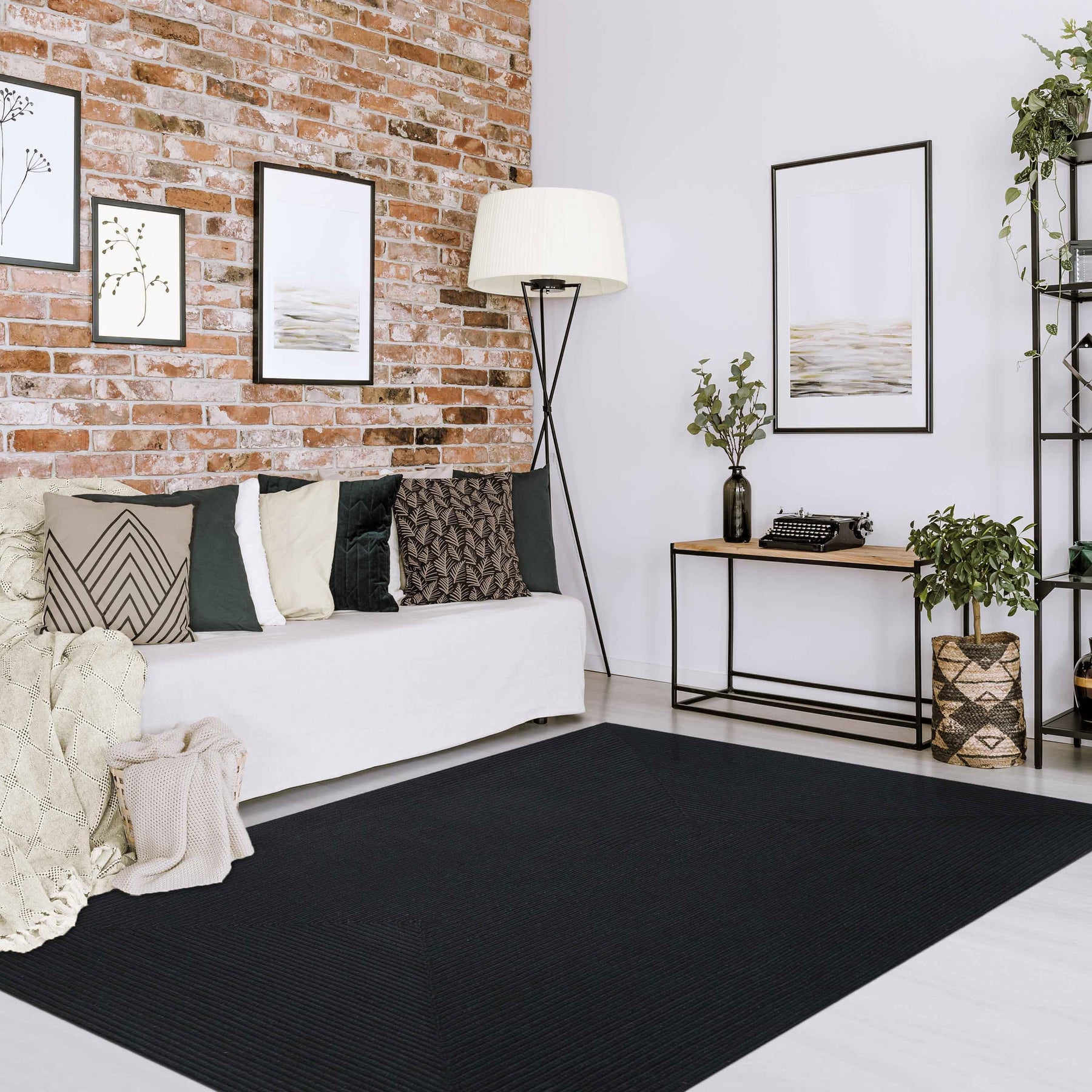 Bohemian Indoor Outdoor Rugs Solid Rectangle Braided Area Rug