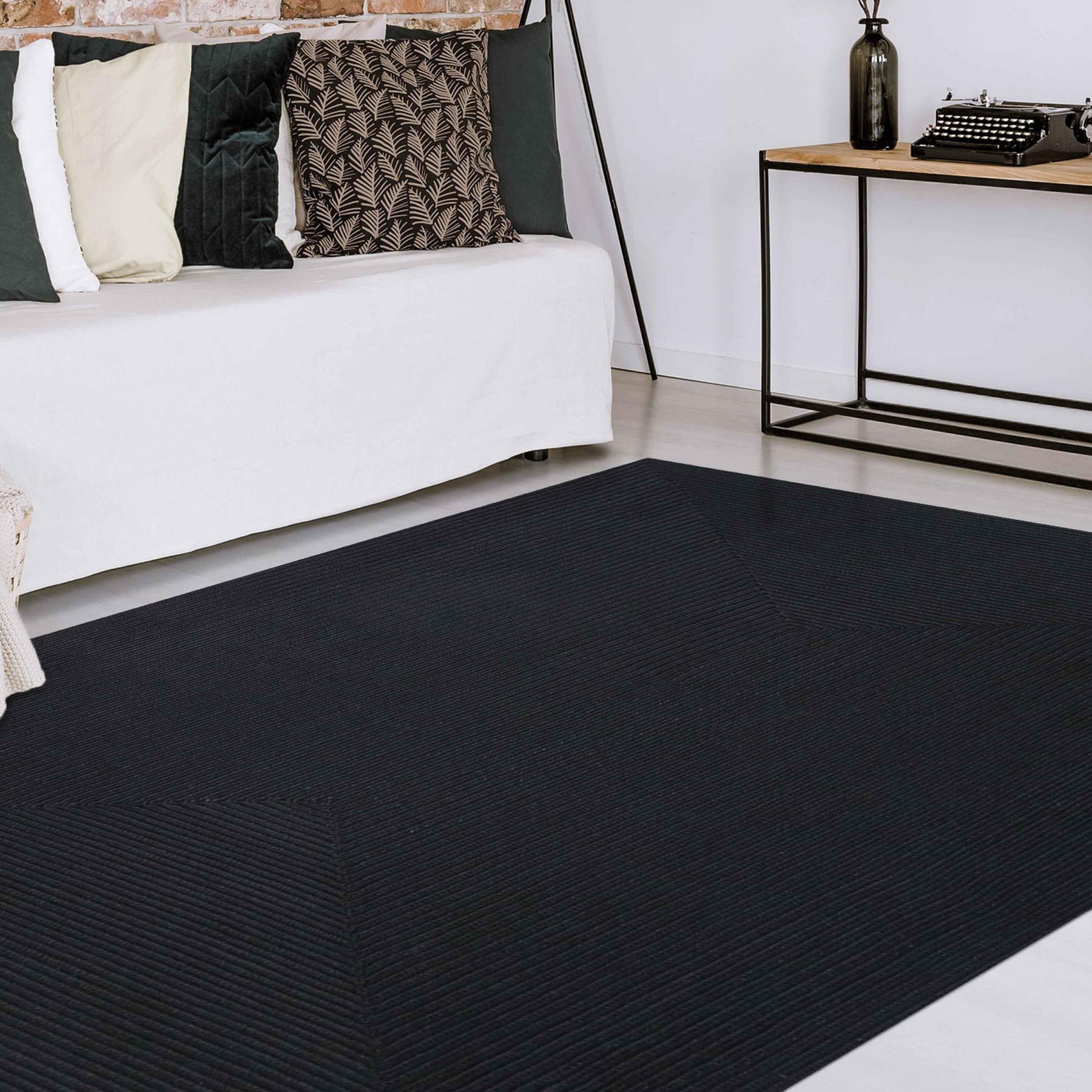 Bohemian Indoor Outdoor Rugs Solid Rectangle Braided Area Rug