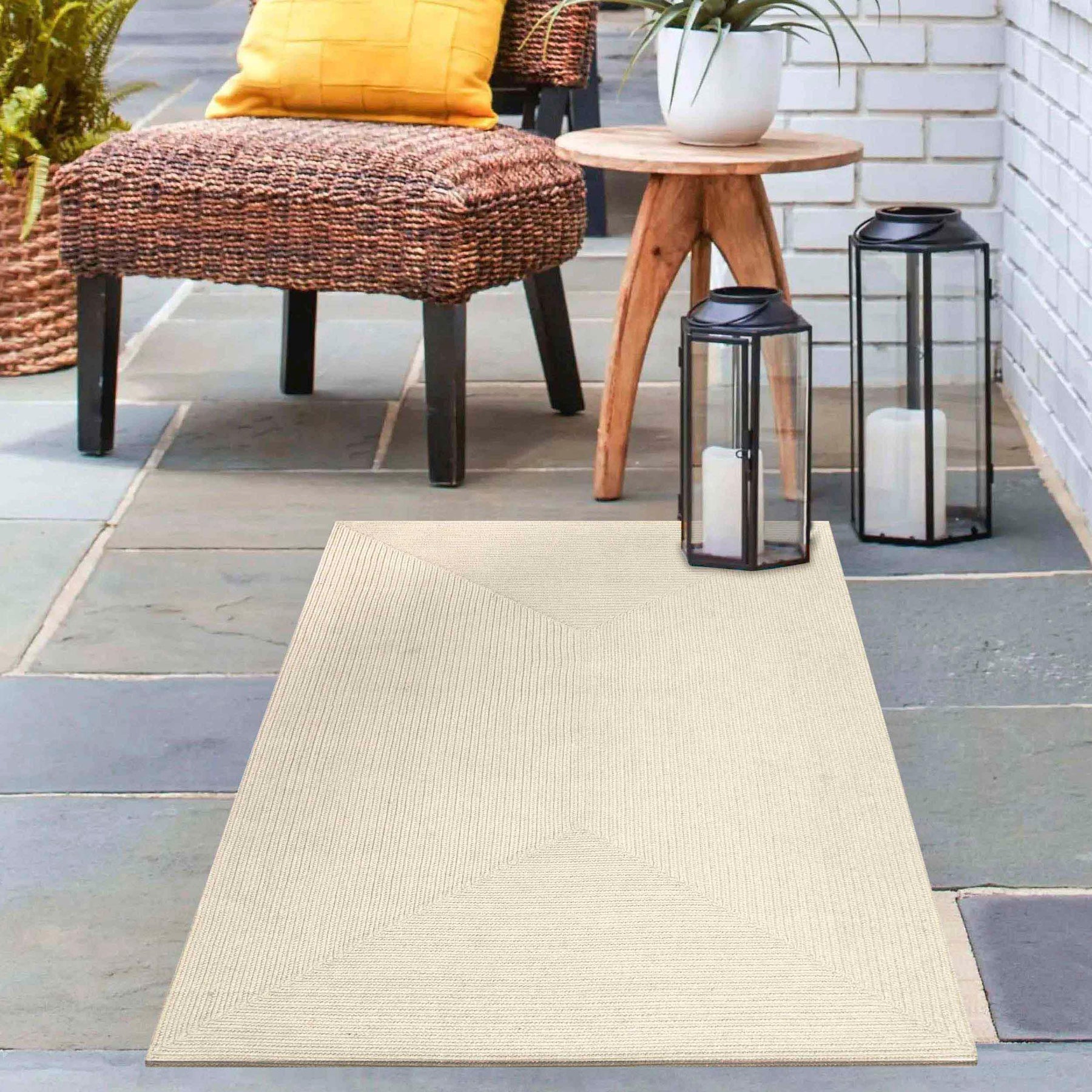 Bohemian Indoor Outdoor Rugs Solid Rectangle Braided Area Rug