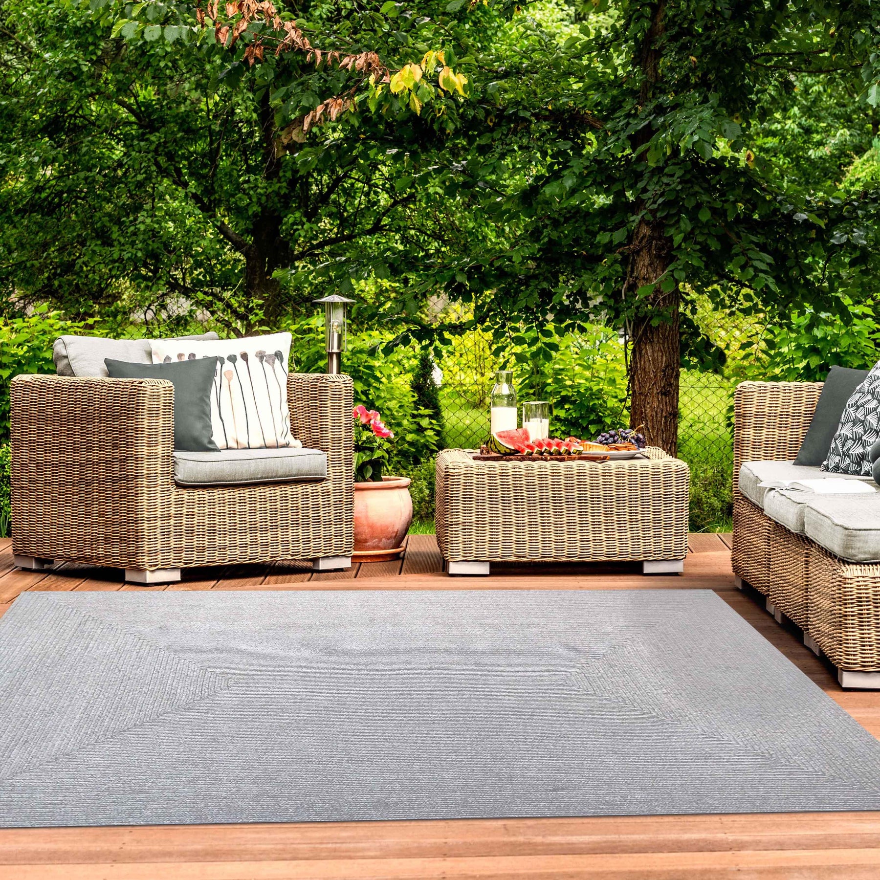Bohemian Indoor Outdoor Rugs Solid Rectangle Braided Area Rug