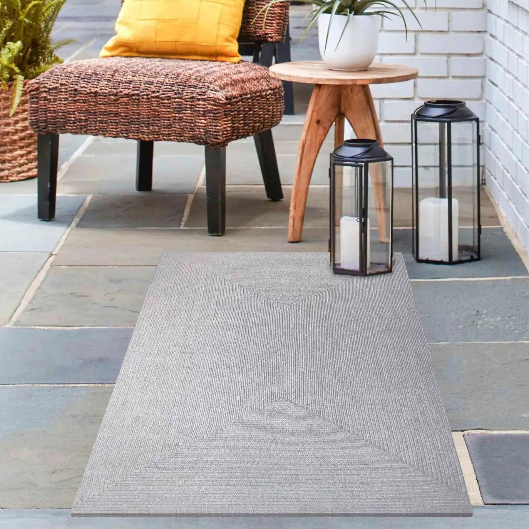 Bohemian Indoor Outdoor Rugs Solid Rectangle Braided Area Rug