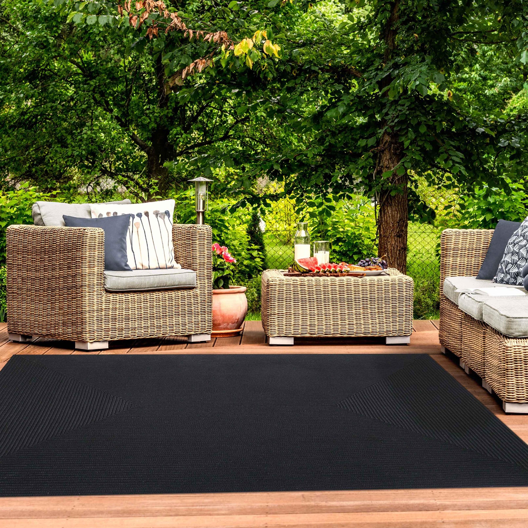 Bohemian Indoor Outdoor Rugs Solid Rectangle Braided Area Rug