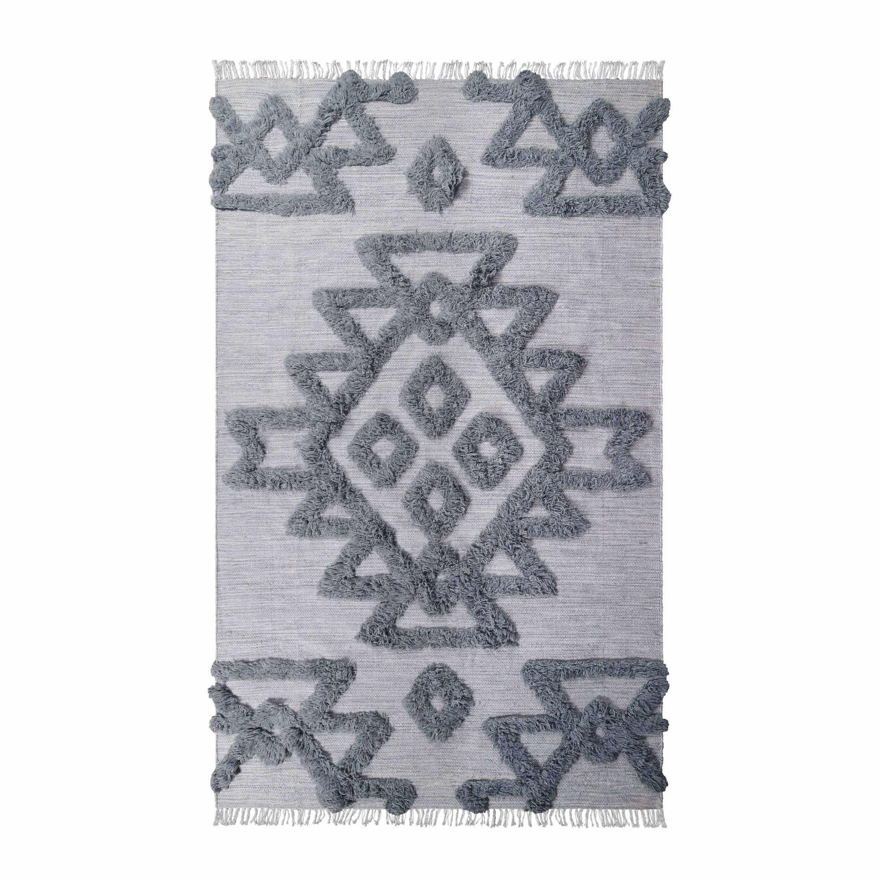 Bohemian Wool Geometric Medallion Fringe Indoor Area or Runner Rug