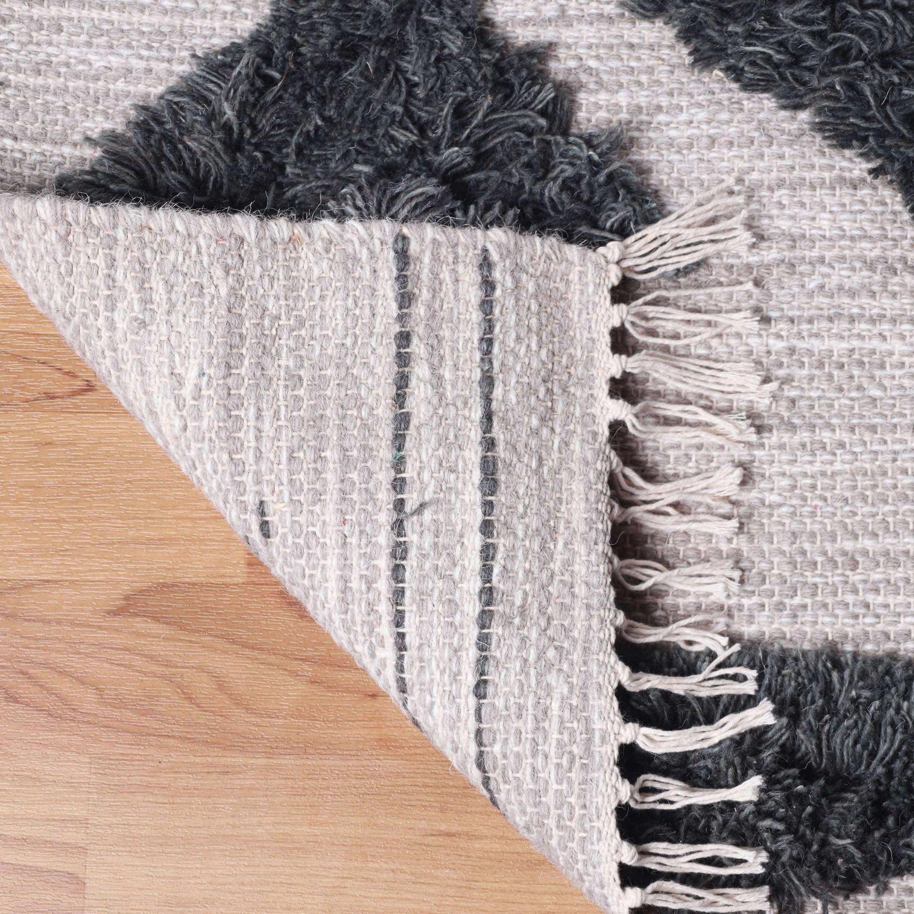 Bohemian Wool Geometric Medallion Fringe Indoor Area or Runner Rug