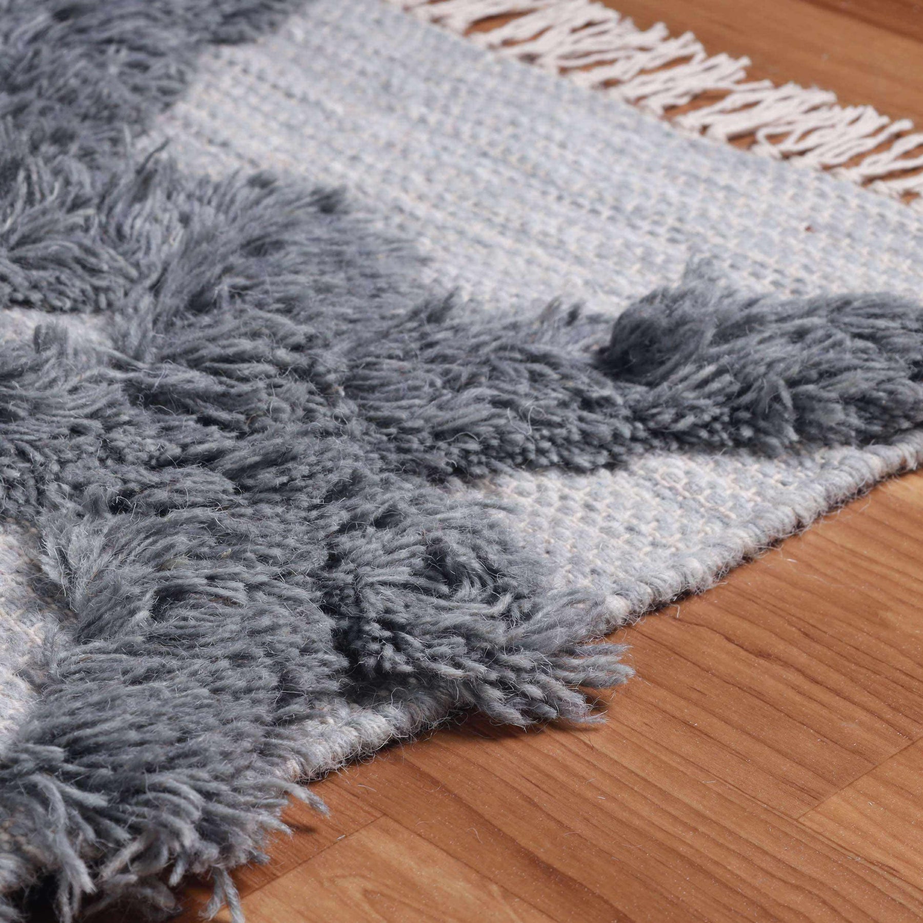Bohemian Wool Geometric Medallion Fringe Indoor Area or Runner Rug