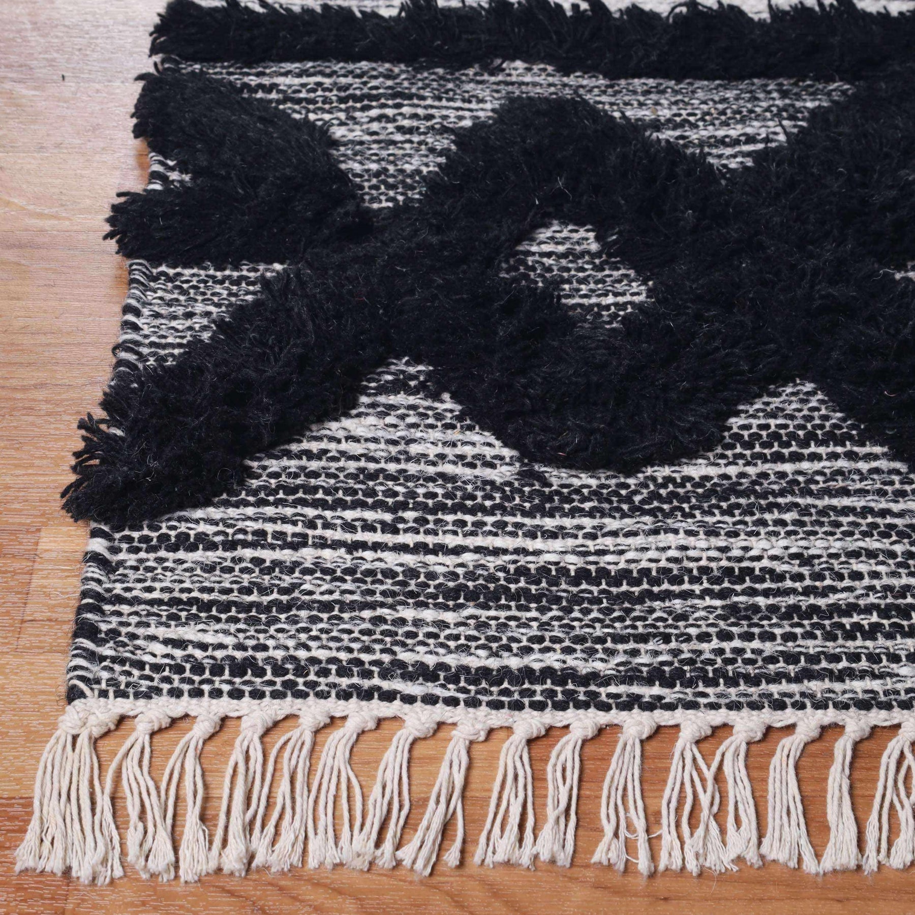 Bohemian Wool Geometric Medallion Fringe Indoor Area or Runner Rug