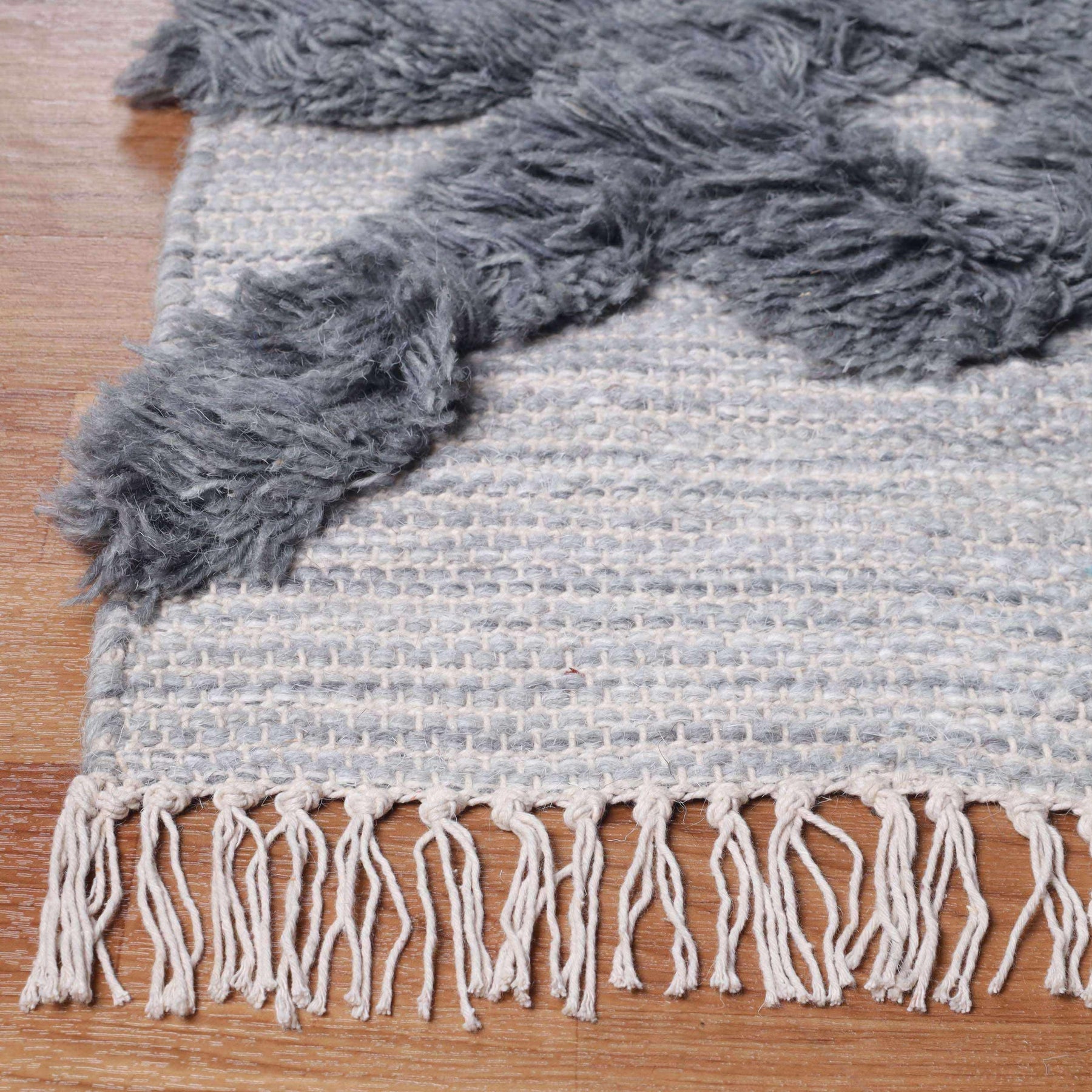 Bohemian Wool Geometric Medallion Fringe Indoor Area or Runner Rug