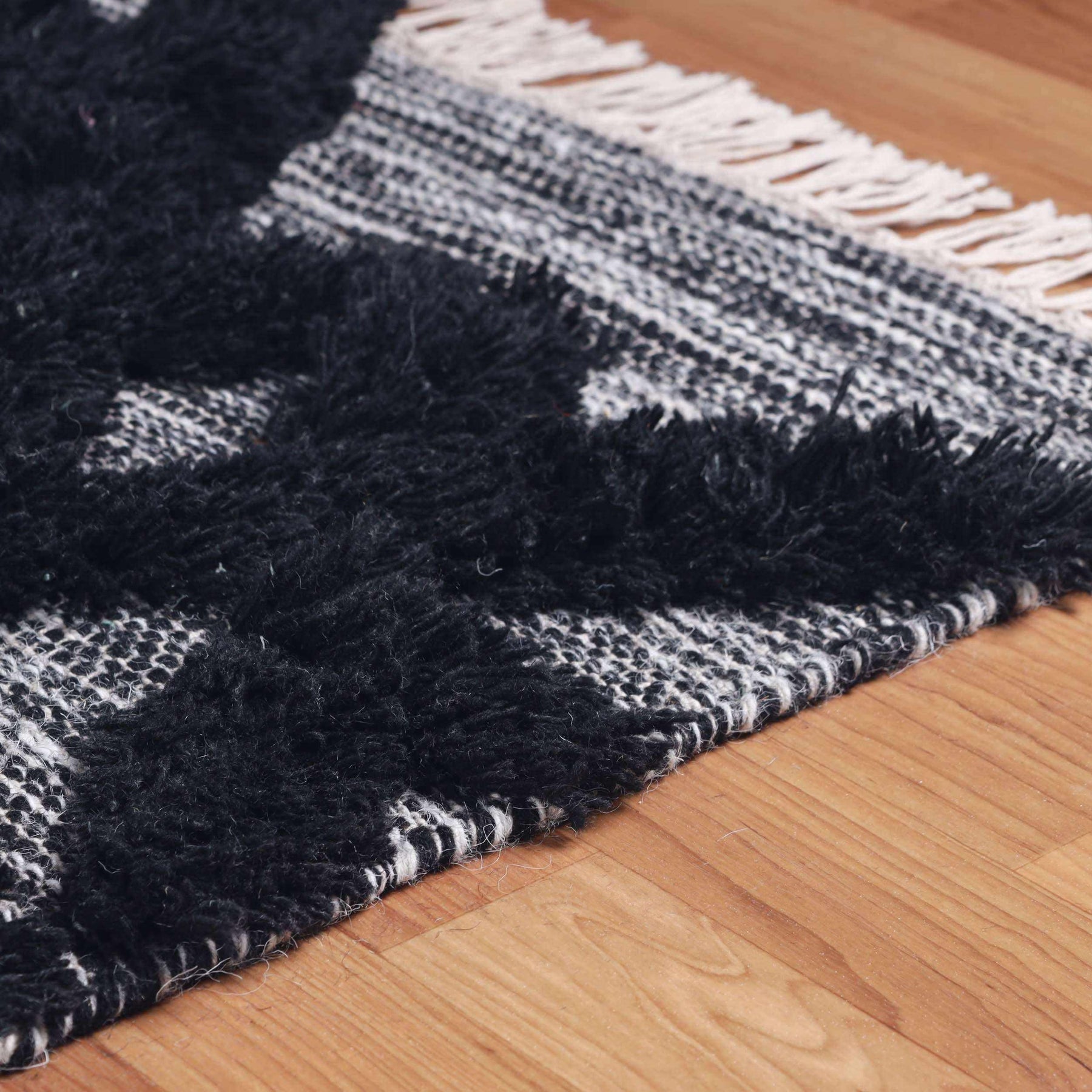 Bohemian Wool Geometric Medallion Fringe Indoor Area or Runner Rug