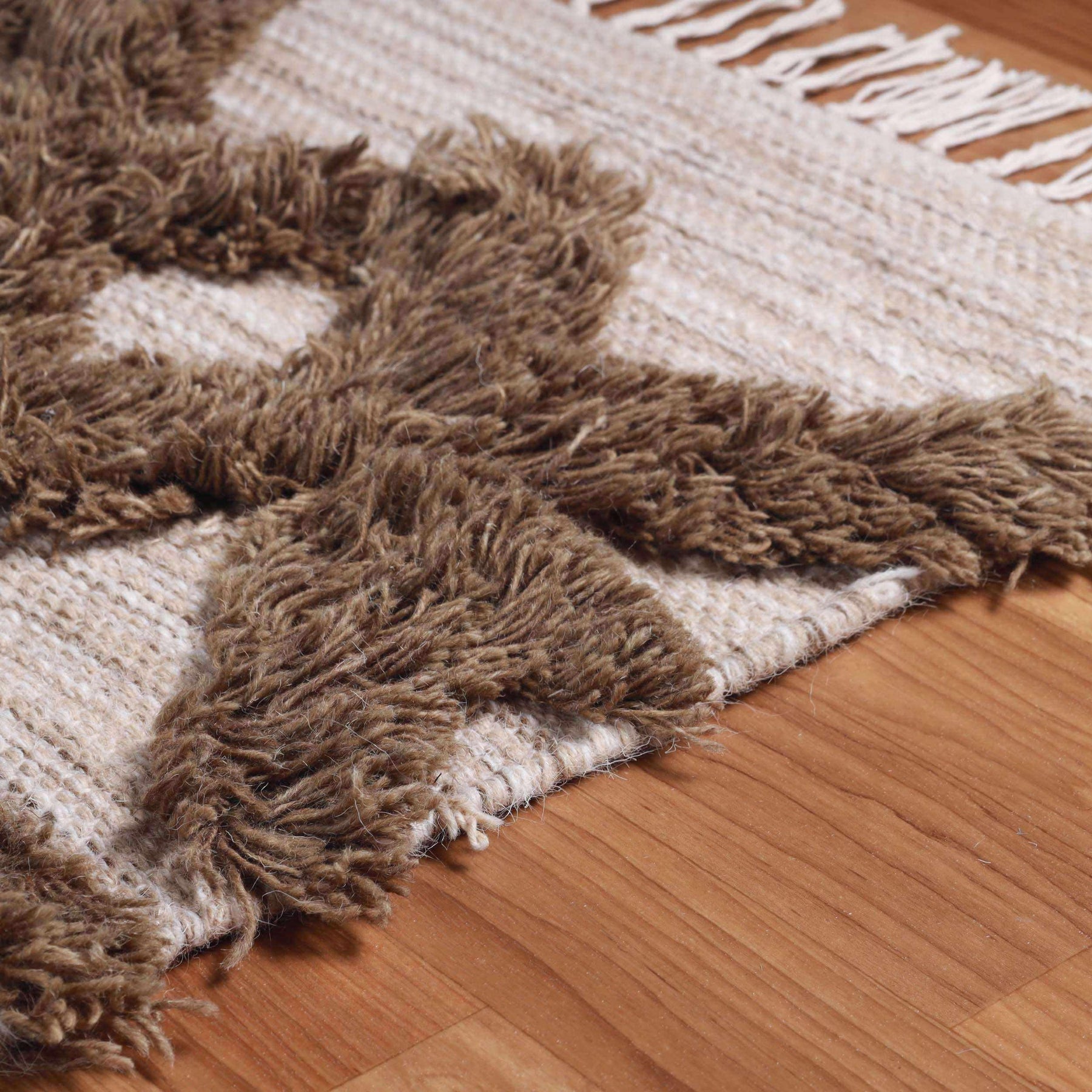 Bohemian Wool Geometric Medallion Fringe Indoor Area or Runner Rug