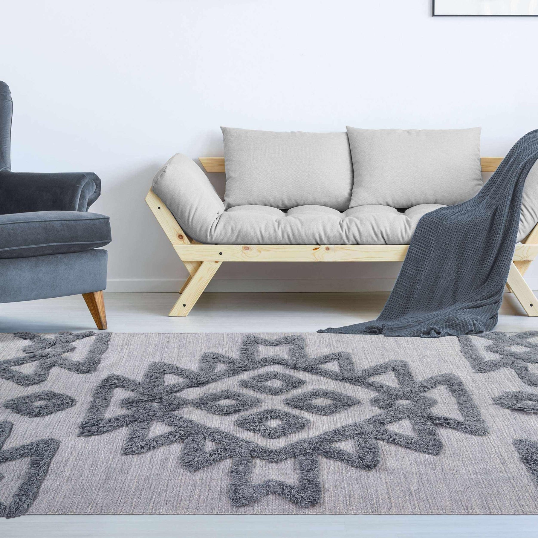 Bohemian Wool Geometric Medallion Fringe Indoor Area or Runner Rug