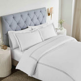 Brandon Cotton Three-Line Embroidered 3 Piece Duvet Cover Set