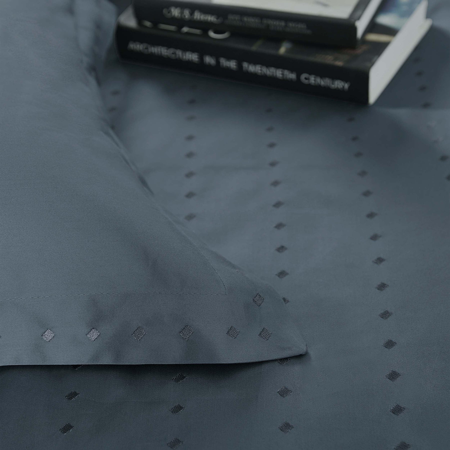 Brandon Diamond Embroidered Solid Cotton Duvet Cover Set