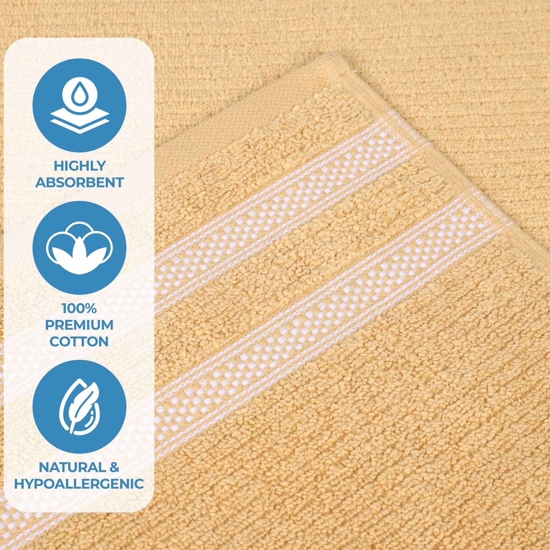 Brea Zero Twist Cotton Ribbed Geometric Border 3 Piece Towel Set