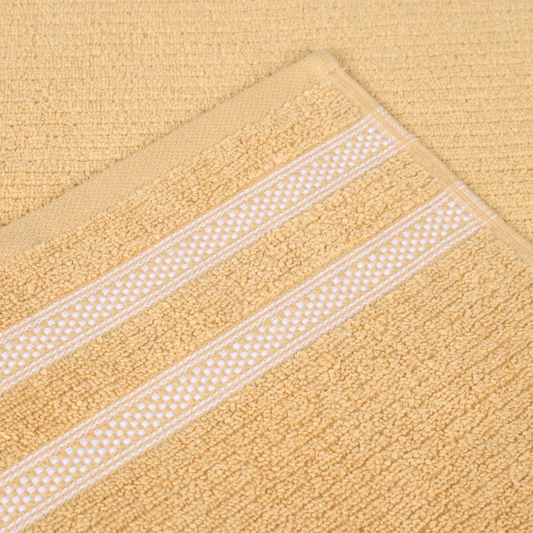 Brea Zero Twist Cotton Ribbed Geometric Border 3 Piece Towel Set