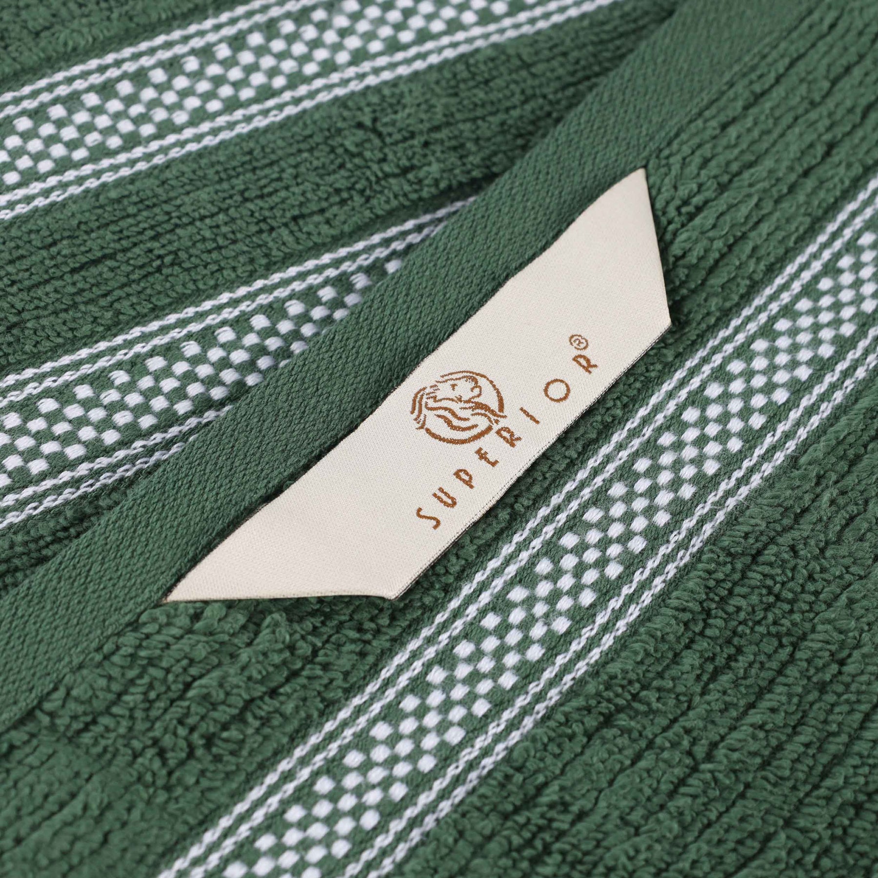 Brea Zero Twist Cotton Ribbed Geometric Border 3 Piece Towel Set