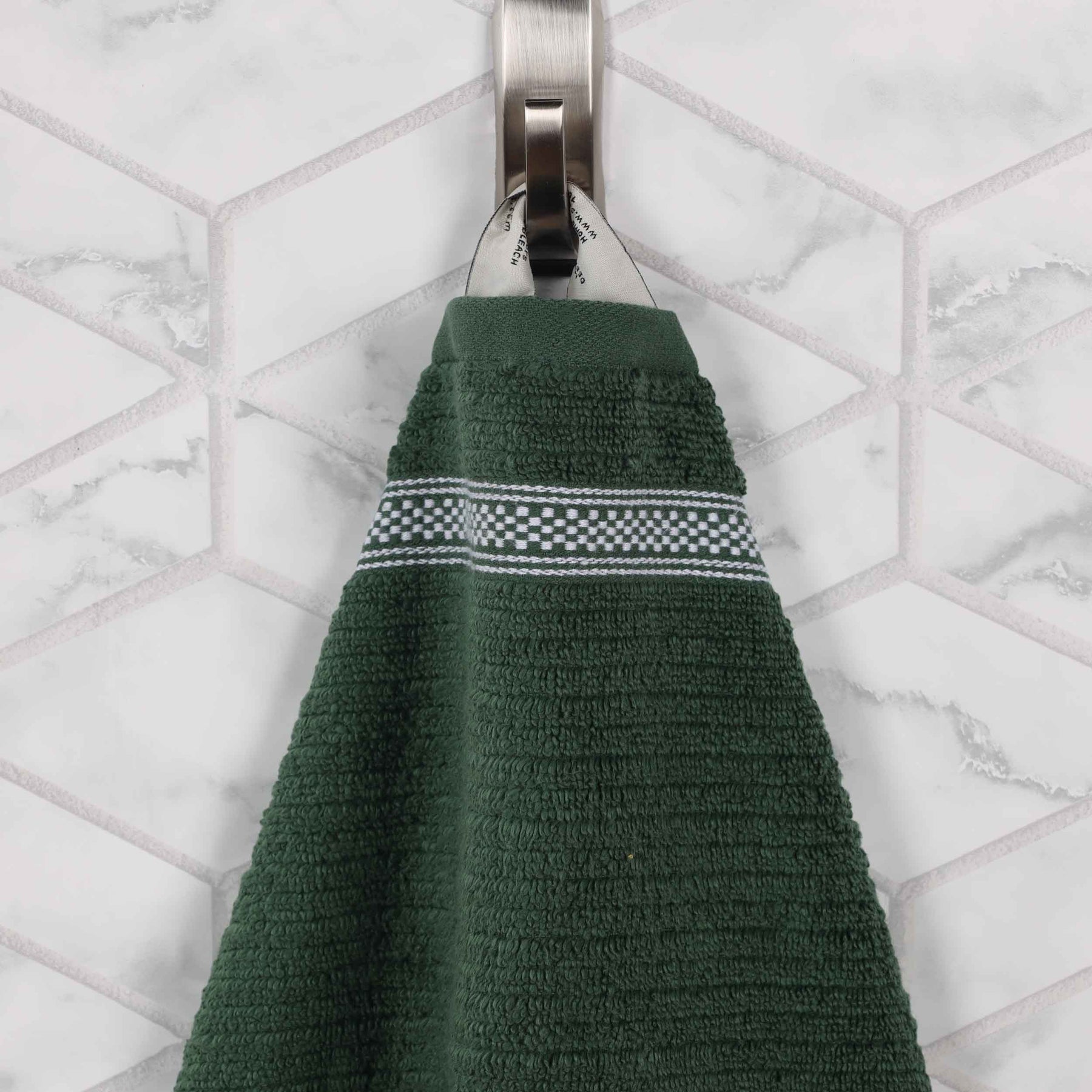 Brea Zero Twist Cotton Ribbed Geometric Border 3 Piece Towel Set