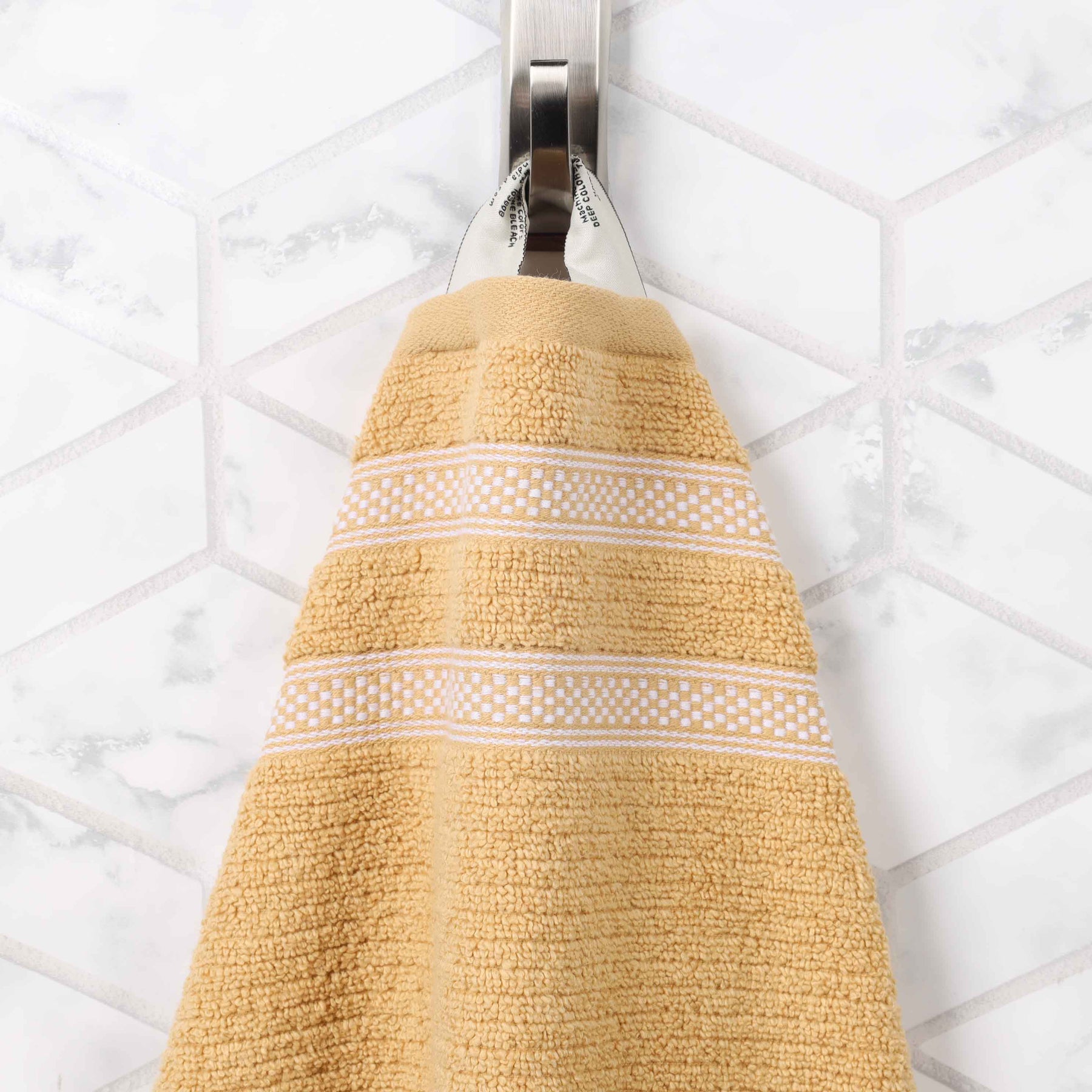 Brea Zero Twist Cotton Ribbed Geometric Border Bath Sheet Set of 2