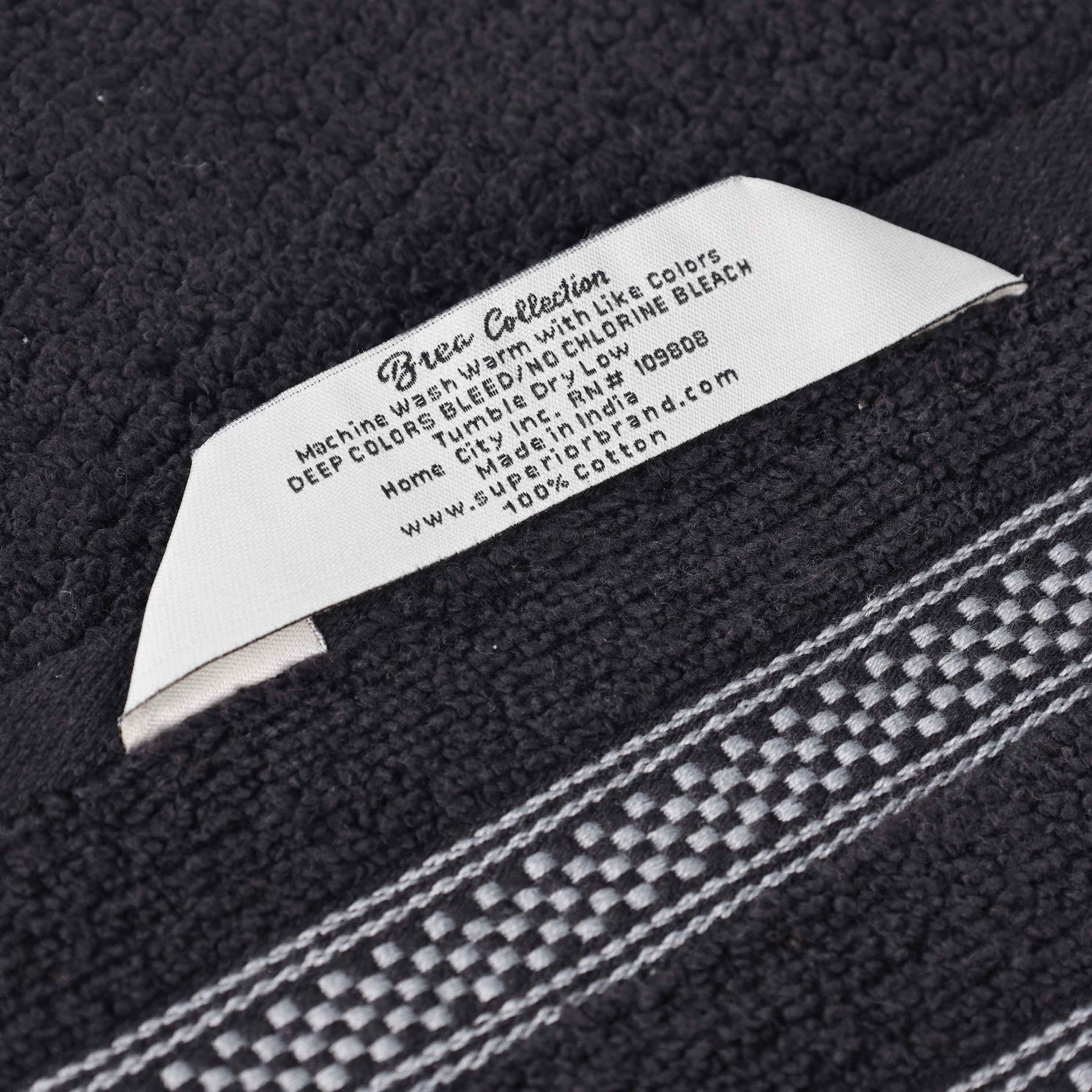 Brea Zero Twist Cotton Ribbed Geometric Border Bath Sheet Set of 2