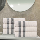 Zero Twist Cotton Ribbed Hand Towel Set 6-Piece - Brea