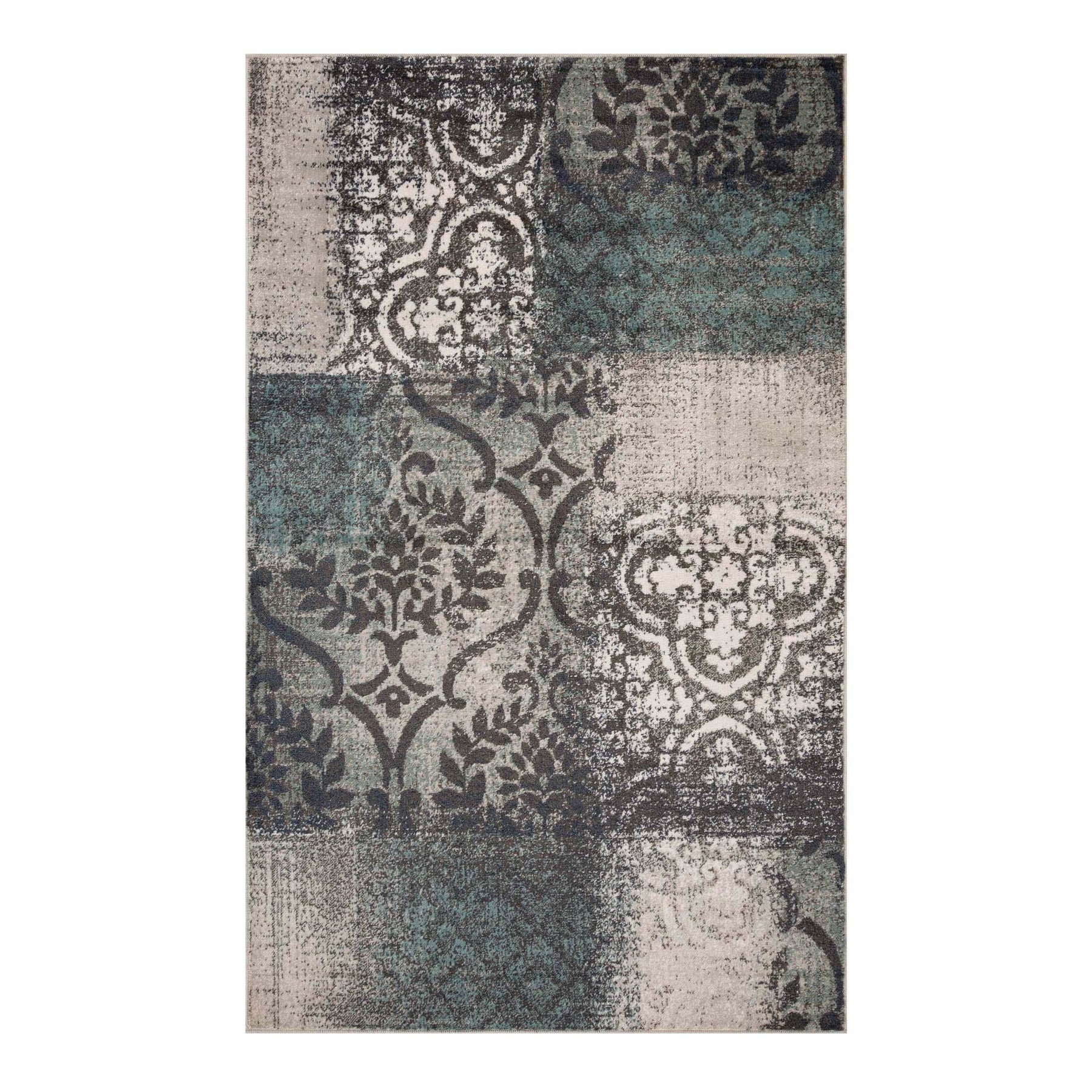 Bristol Distressed Abstract Damask Indoor Area Rug or Runner Rug