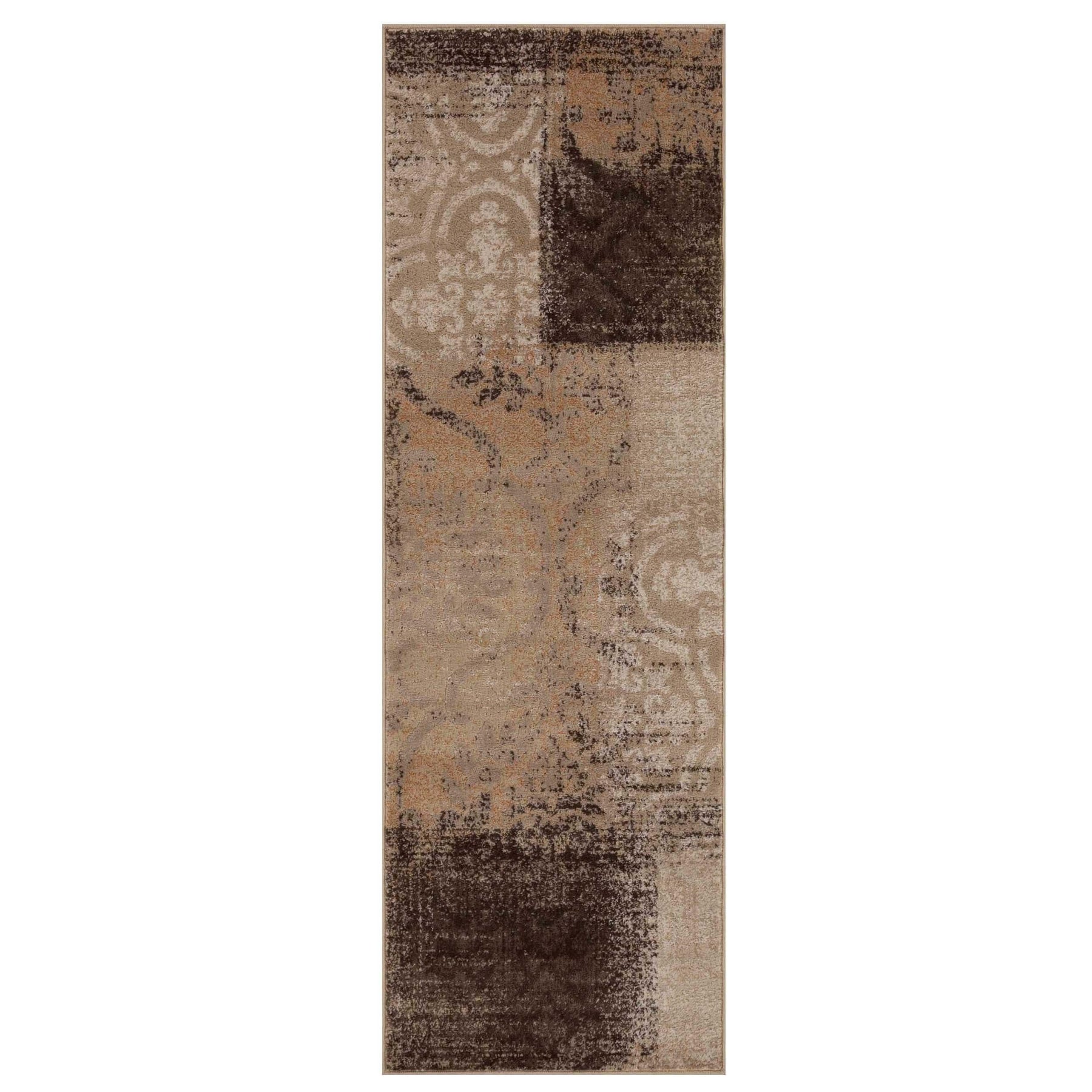 Bristol Distressed Abstract Damask Indoor Area Rug or Runner Rug