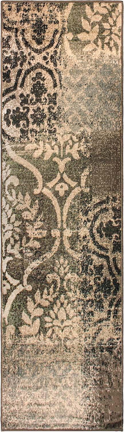Bristol Distressed Abstract Damask Indoor Area Rug or Runner Rug