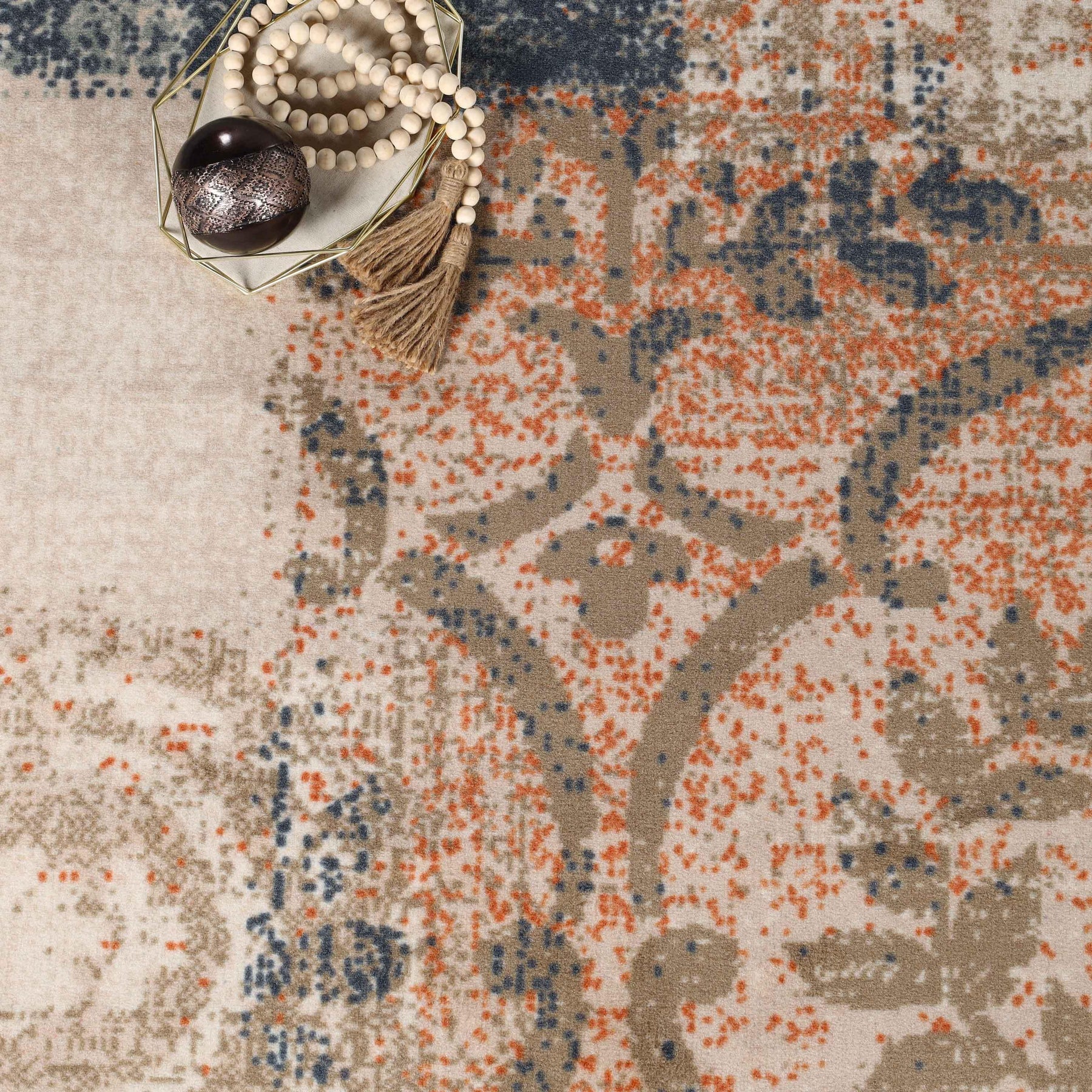 Bristol Distressed Abstract Damask Indoor Area Rug or Runner Rug