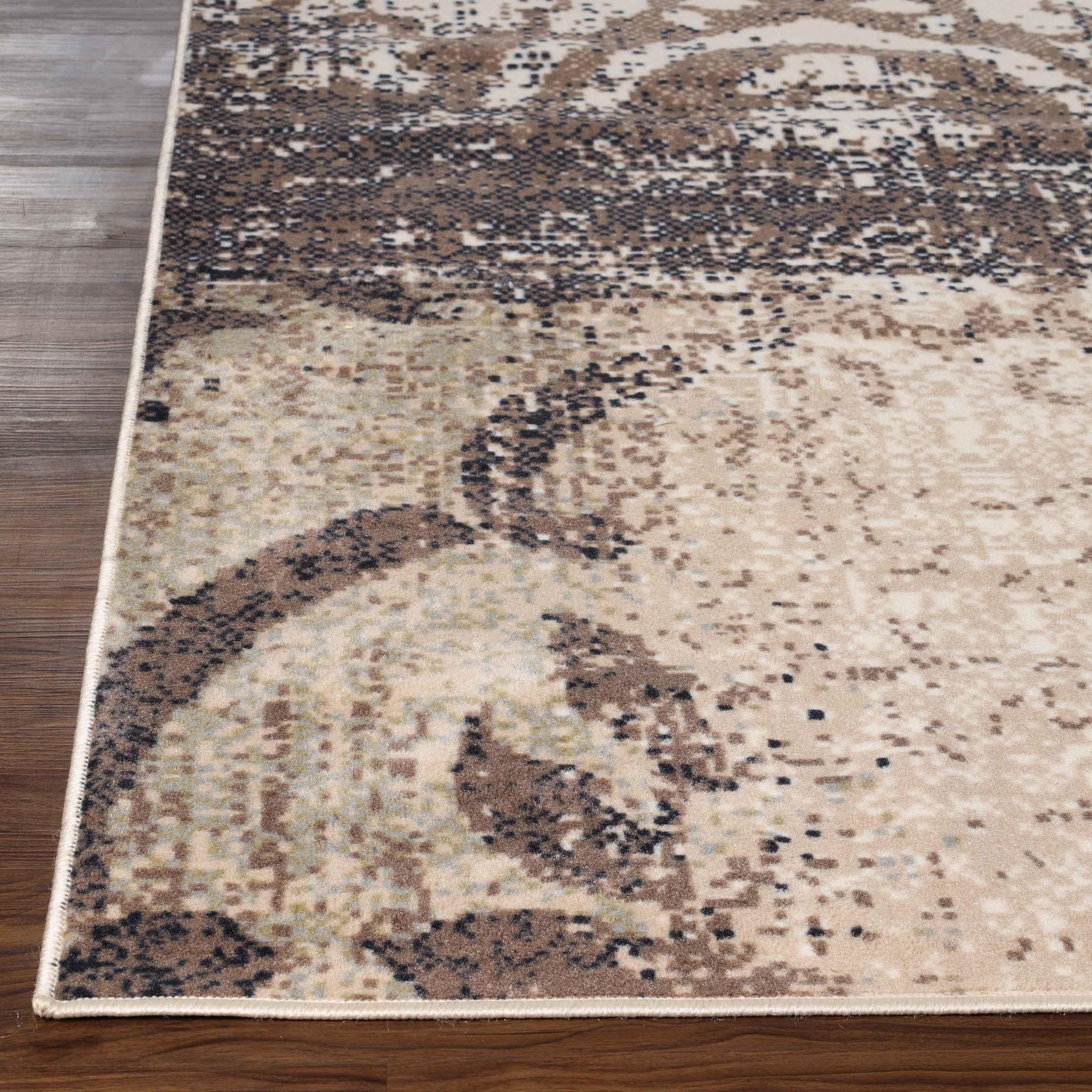 Bristol Distressed Abstract Damask Indoor Area Rug or Runner Rug