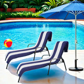 Cabana Striped Cotton Standard Size Chaise Lounge Chair Cover Set of 2