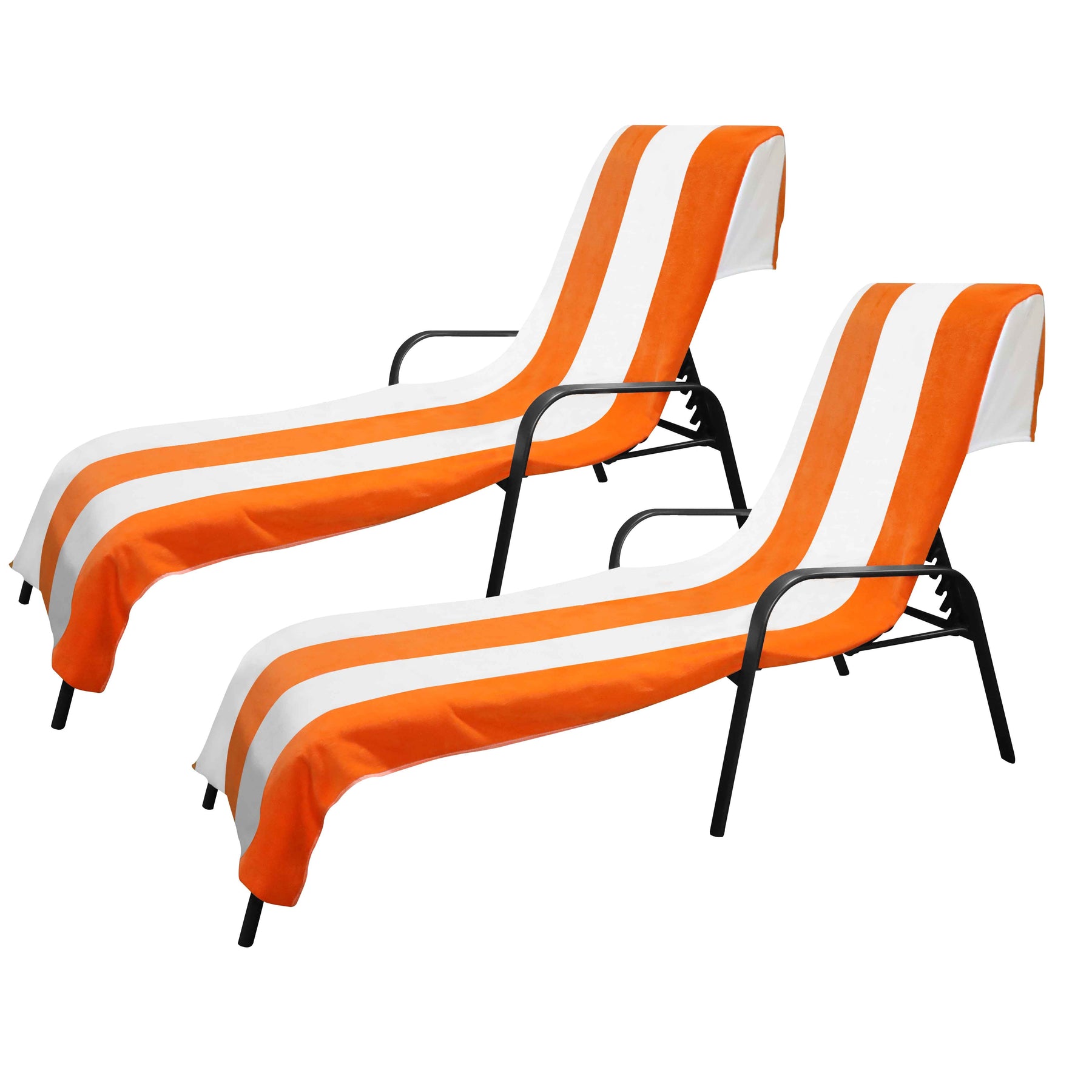 Cabana Striped Cotton Standard Size Chaise Lounge Chair Cover Set of 2