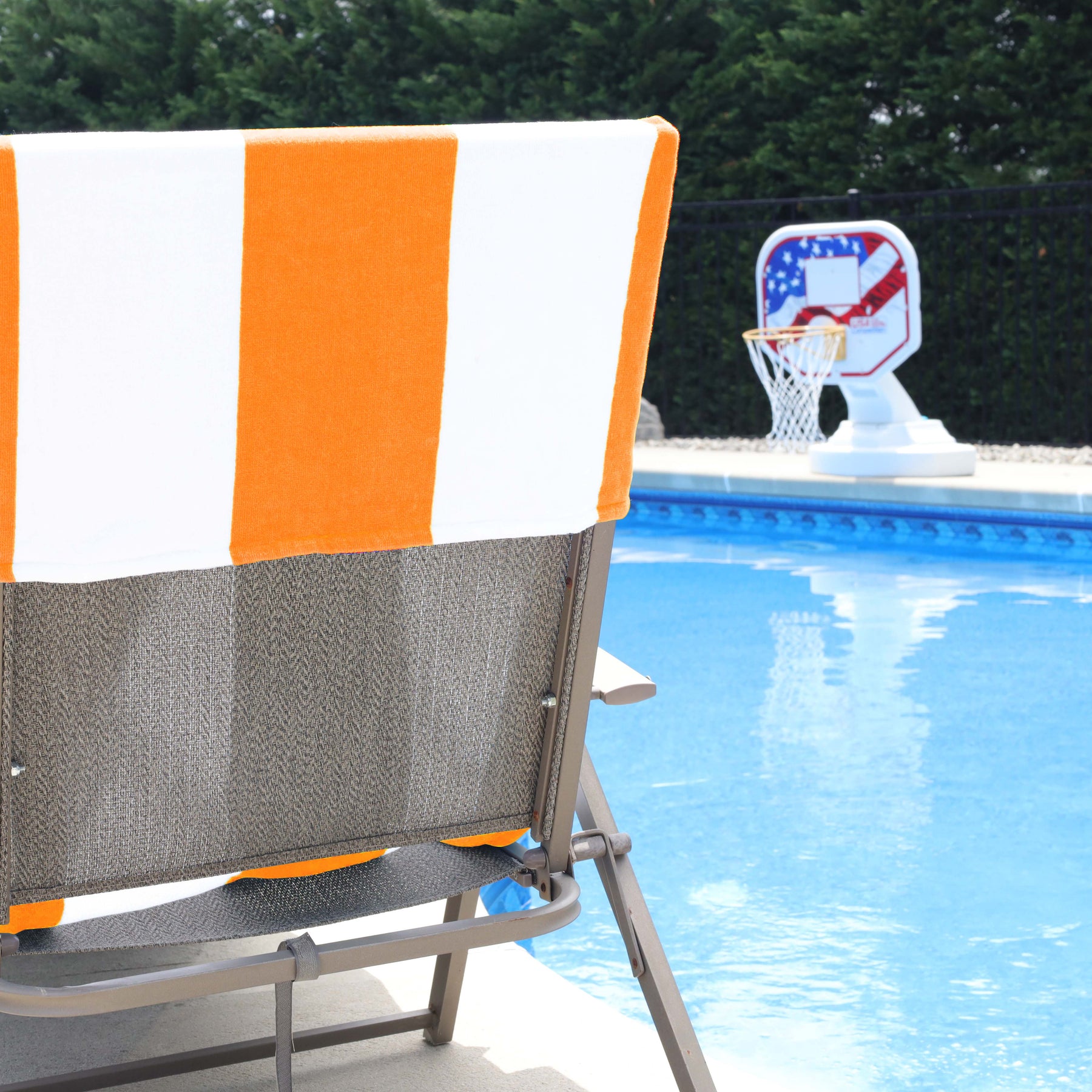 Cabana Striped Cotton Standard Size Chaise Lounge Chair Cover Set of 2