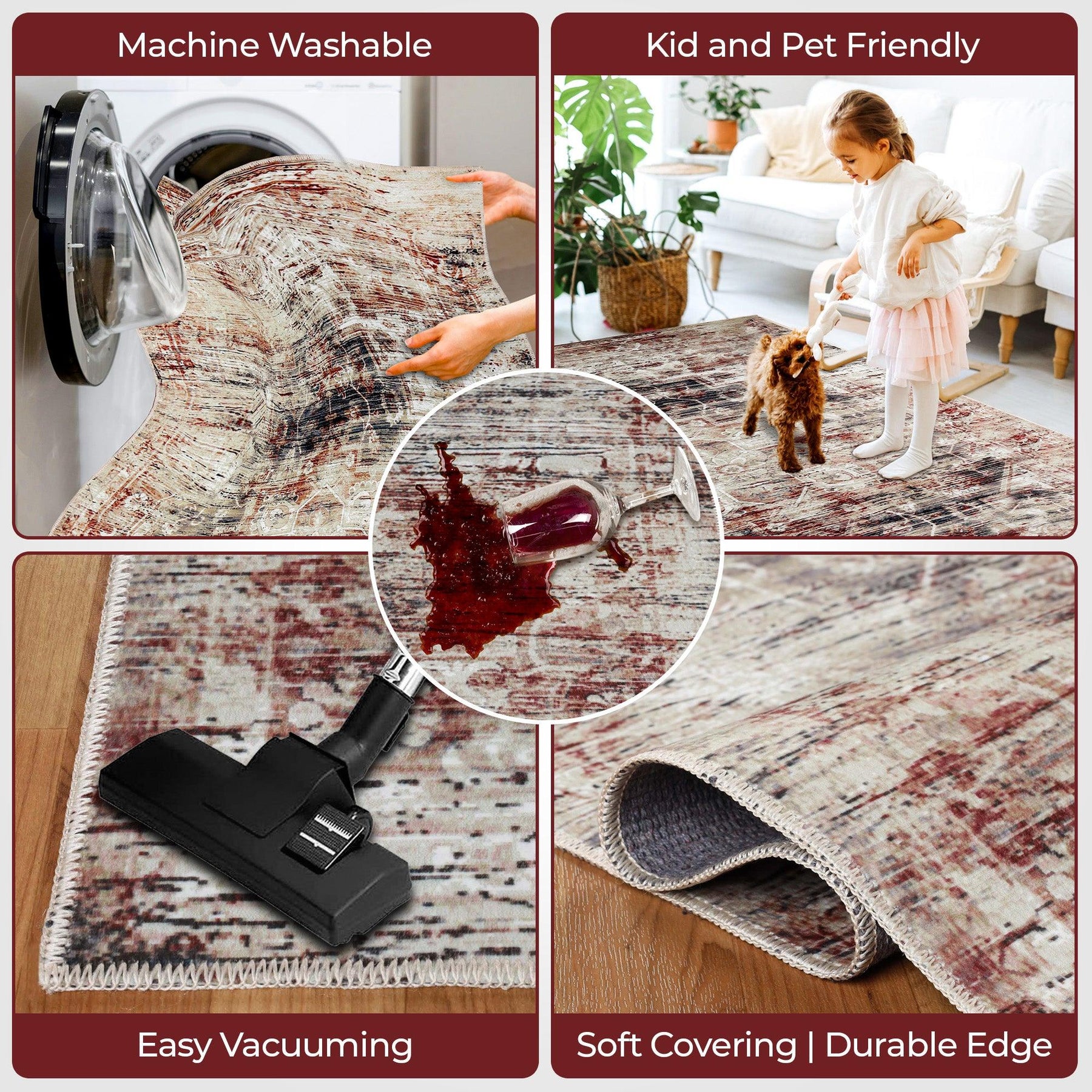 Canary Vintage Distressed Medallion Washable Indoor Area Rug