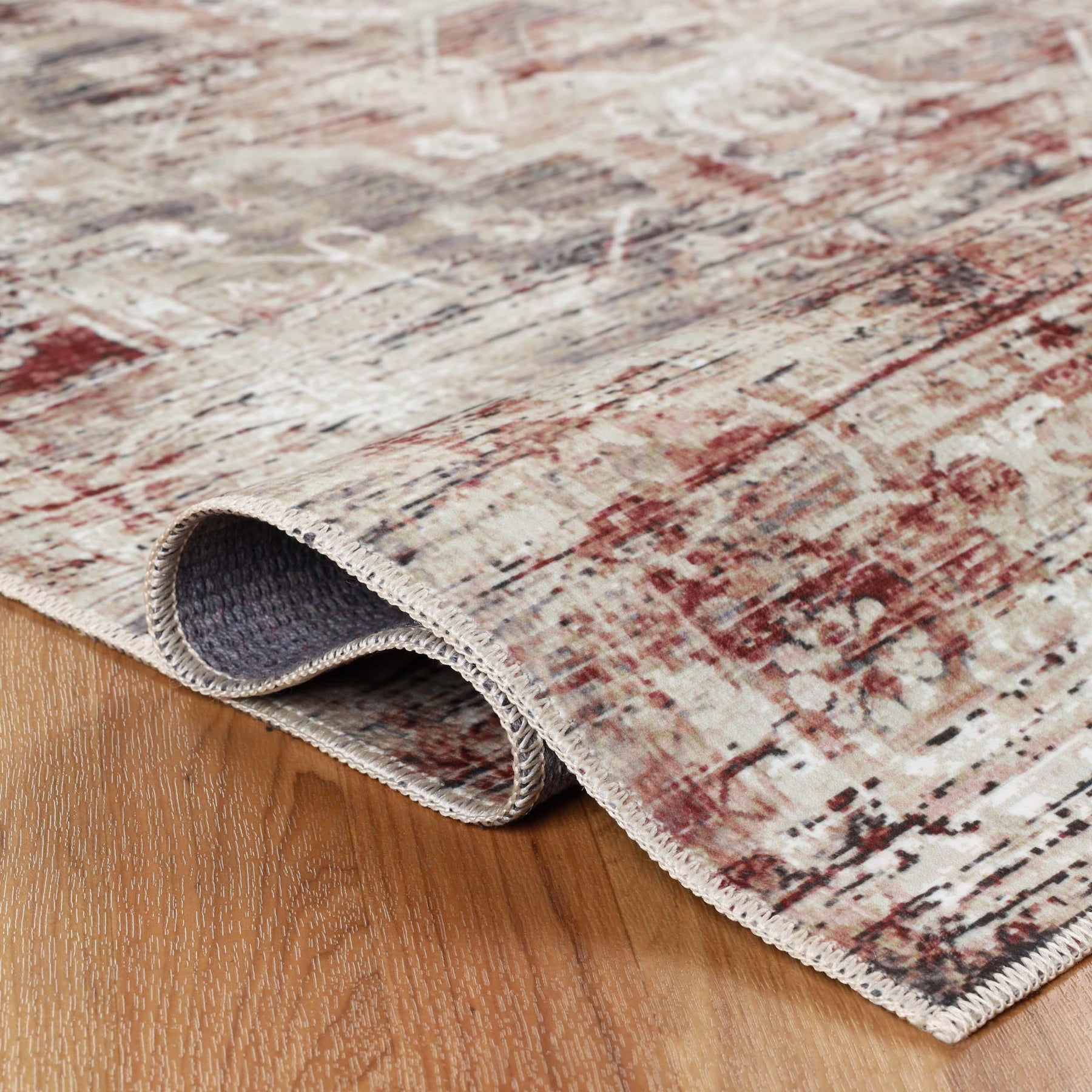 Canary Vintage Distressed Medallion Washable Indoor Area Rug