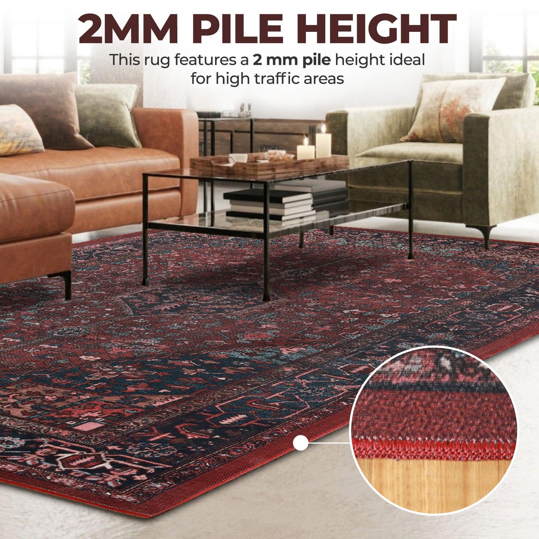 Cardinal Floral Medallion Washable Indoor Area Rug or Runner Rug