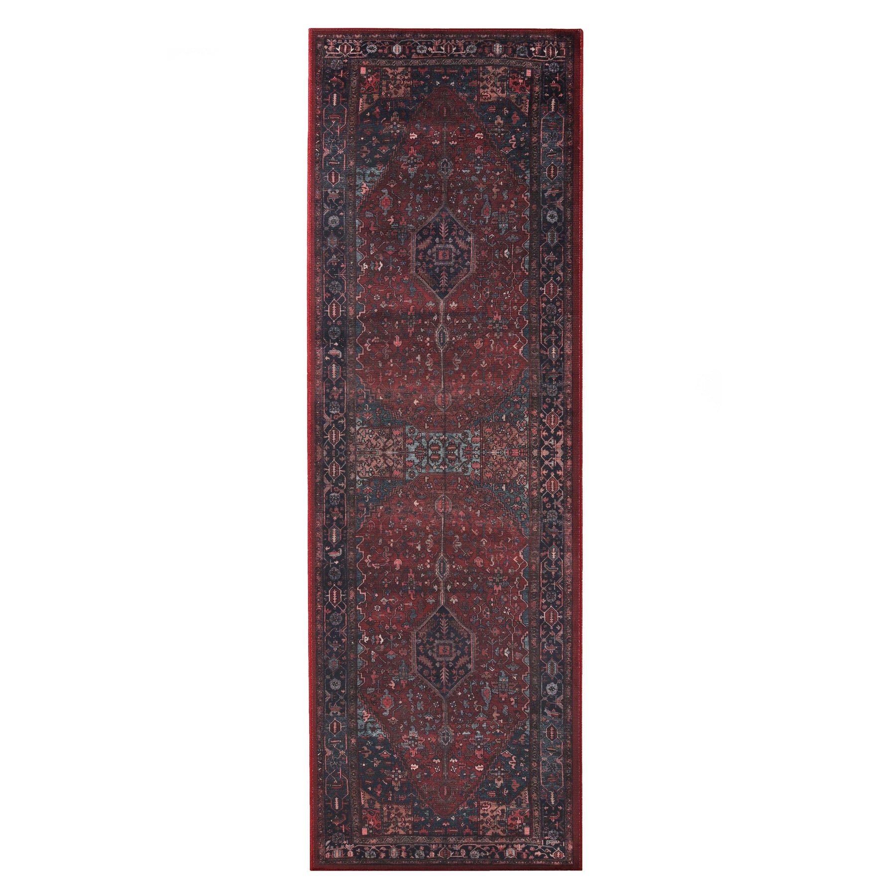 Cardinal Floral Medallion Washable Indoor Area Rug or Runner Rug