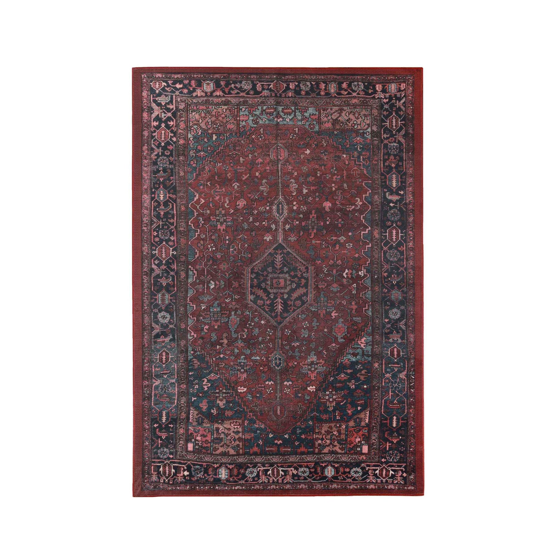 Cardinal Floral Medallion Washable Indoor Area Rug or Runner Rug