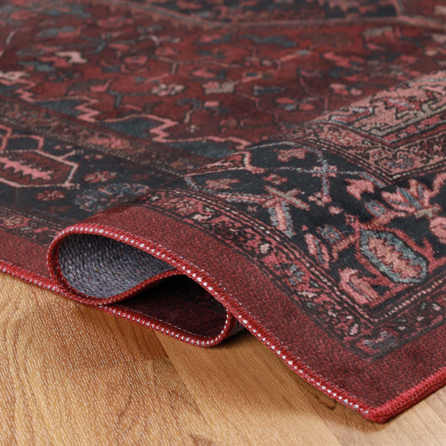 Cardinal Floral Medallion Washable Indoor Area Rug or Runner Rug