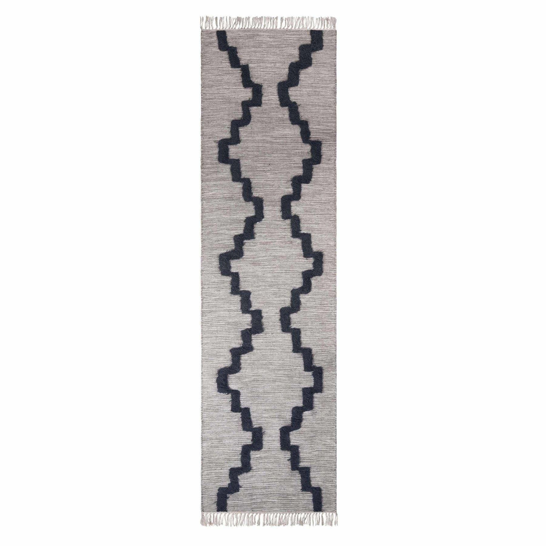 Casual Wool Lattice Fringe Indoor Area or Runner Rug