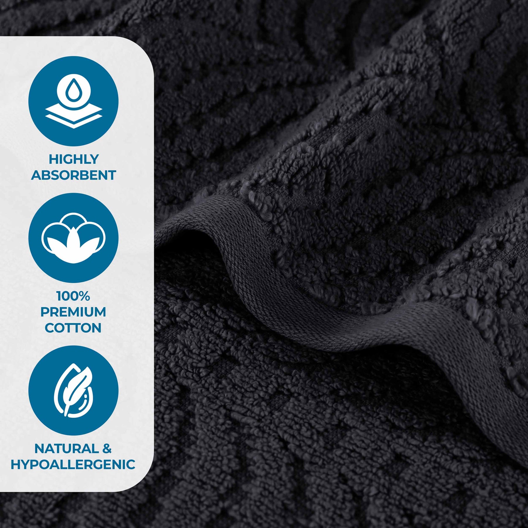 Chevron Zero Twist Solid and Jacquard Soft Cotton 12 Piece Towel Set