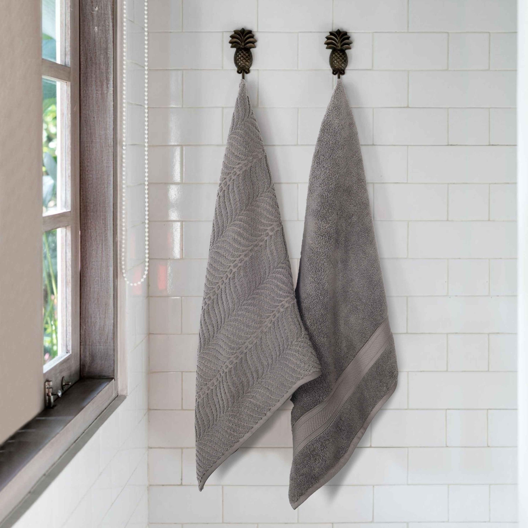 Chevron Zero Twist Solid and Jacquard Soft Cotton Bath Sheet Set of 2
