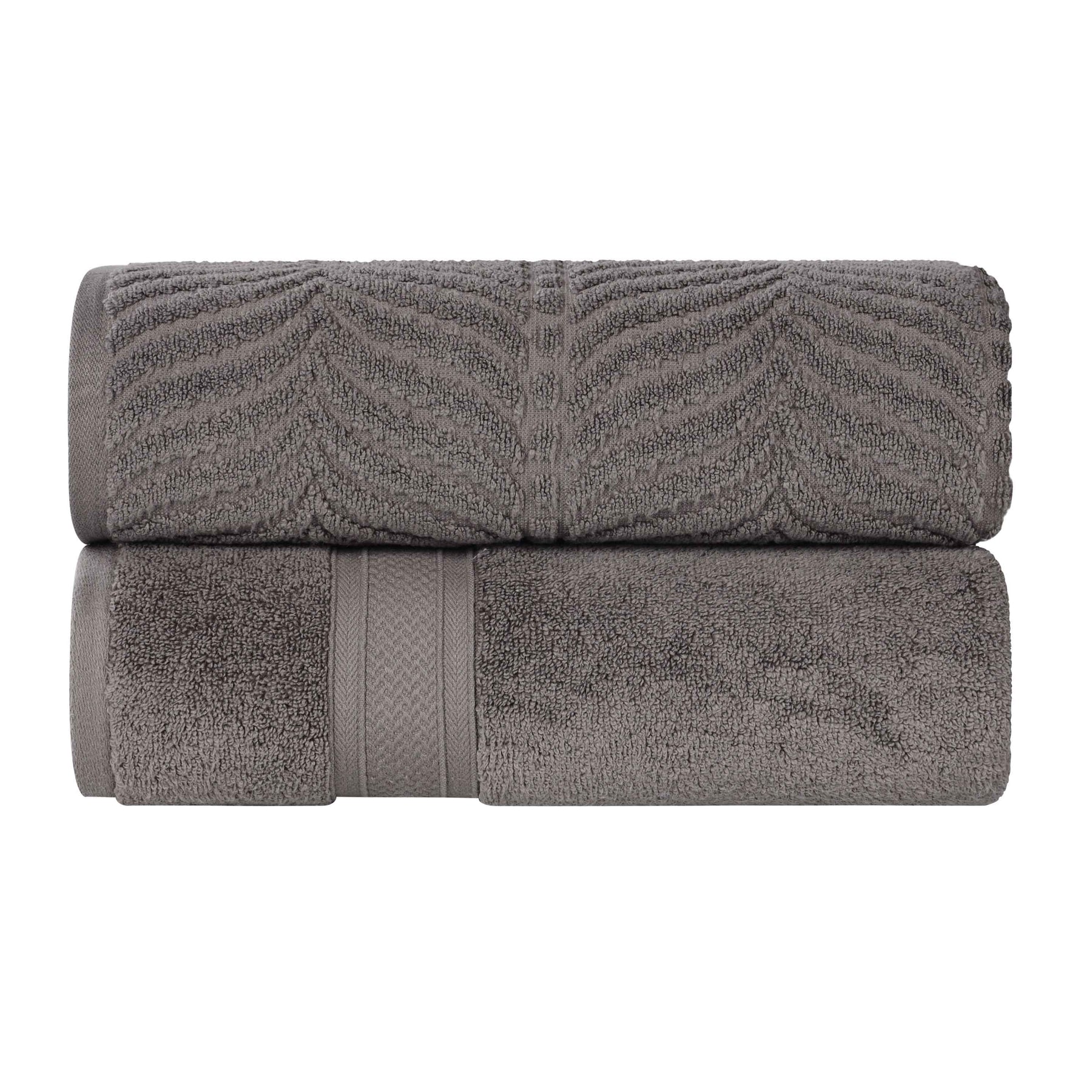 Chevron Zero Twist Solid and Jacquard Soft Cotton Bath Sheet Set of 2