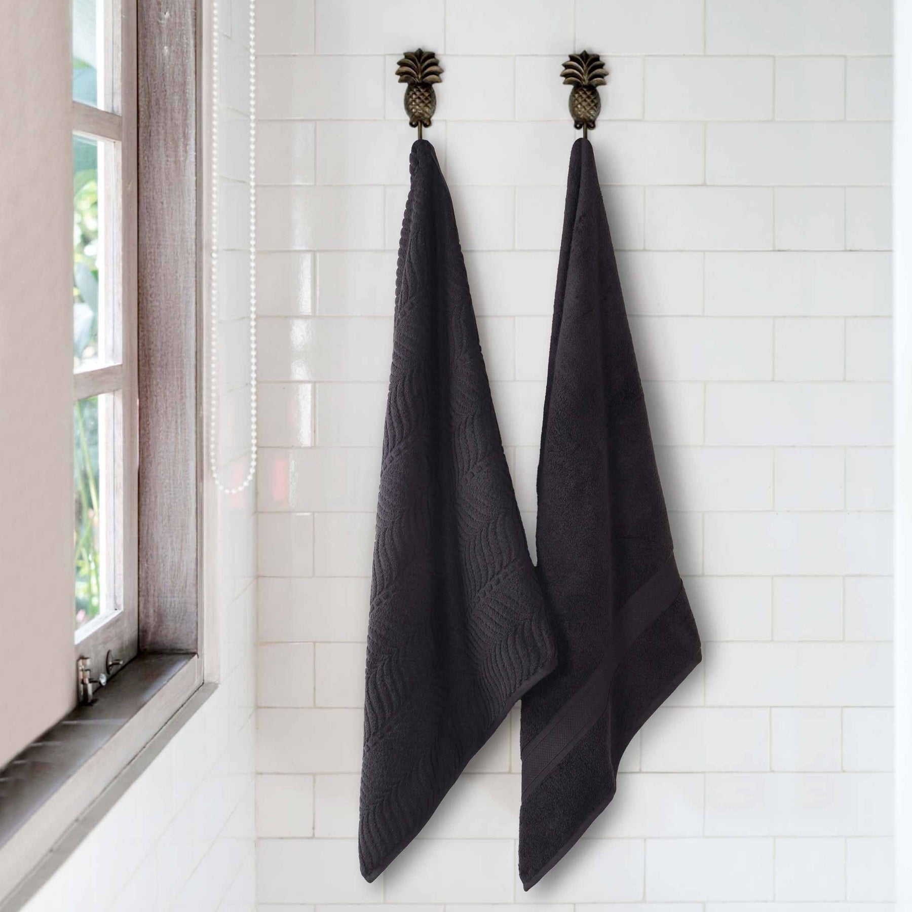 Chevron Zero Twist Solid and Jacquard Soft Cotton Bath Sheet Set of 2