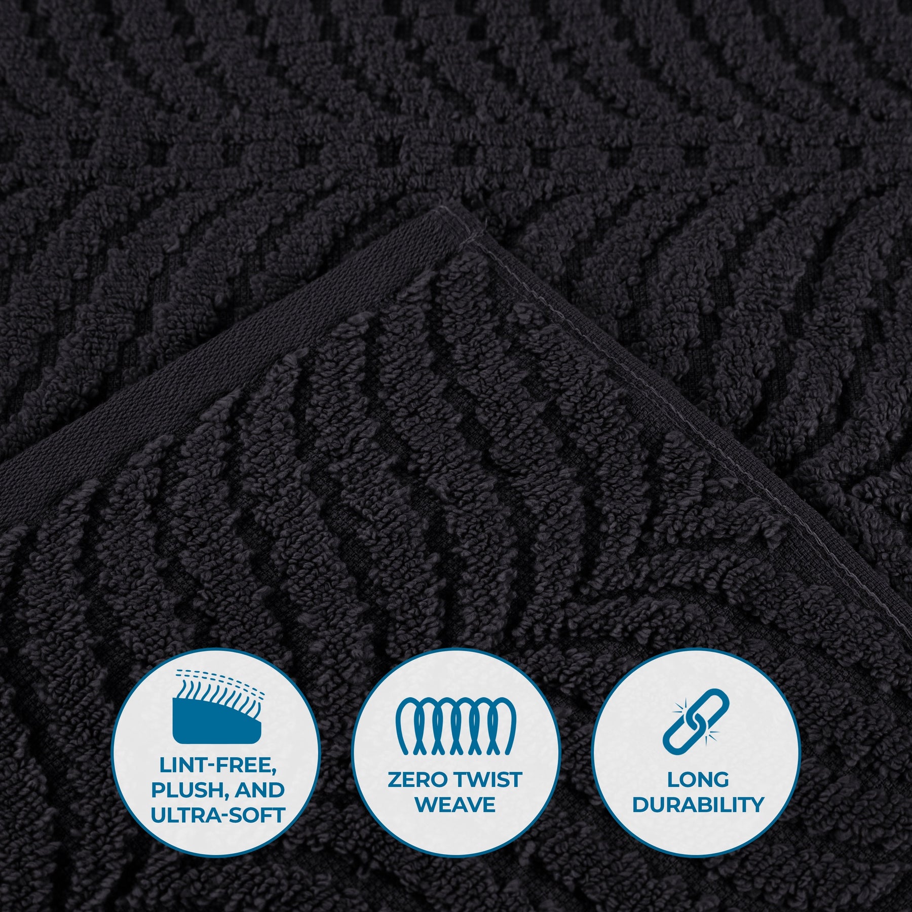 Chevron Zero Twist Solid and Jacquard Soft Cotton Bath Sheet Set of 2