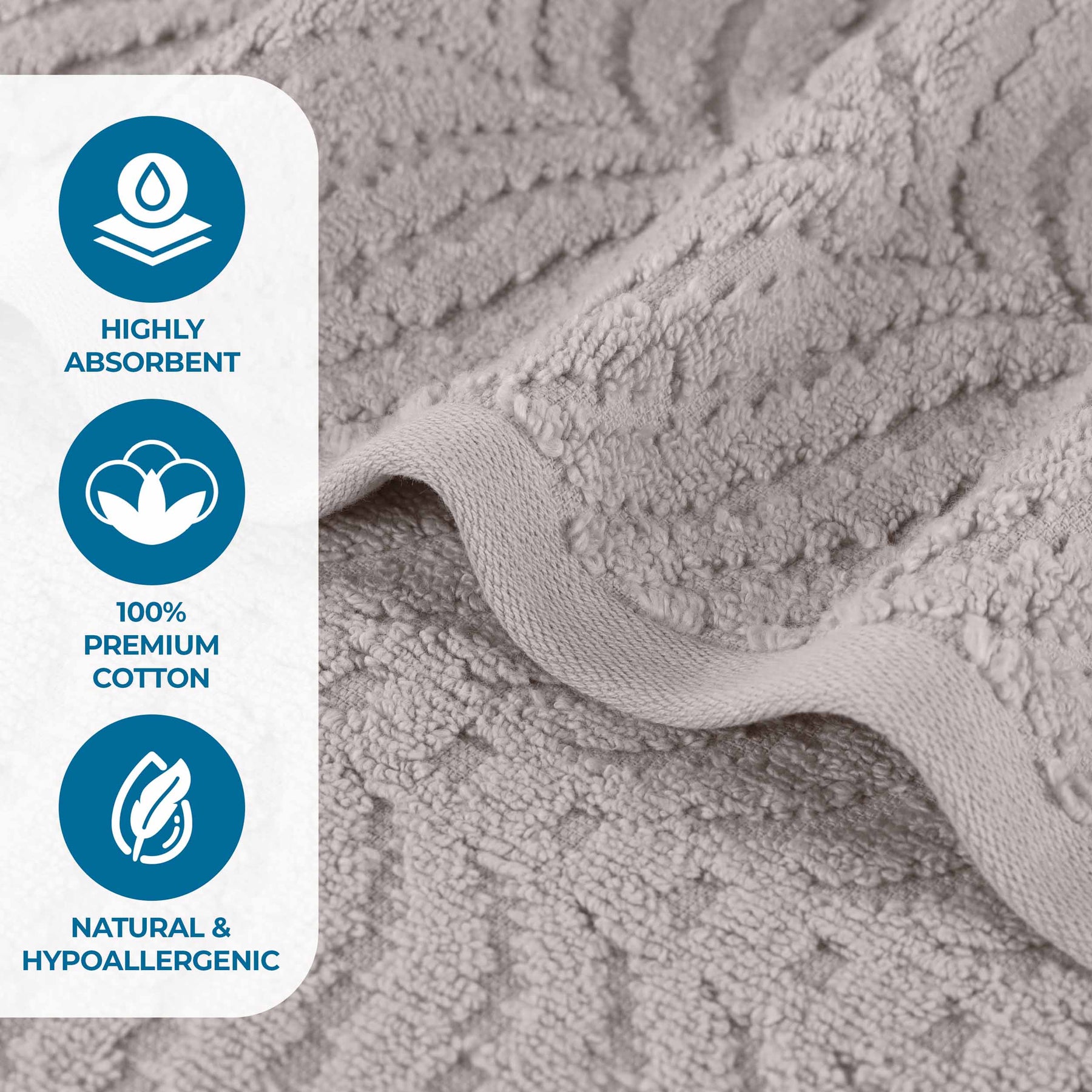 Chevron Zero Twist Solid and Jacquard Soft Cotton Bath Towel Set of 4