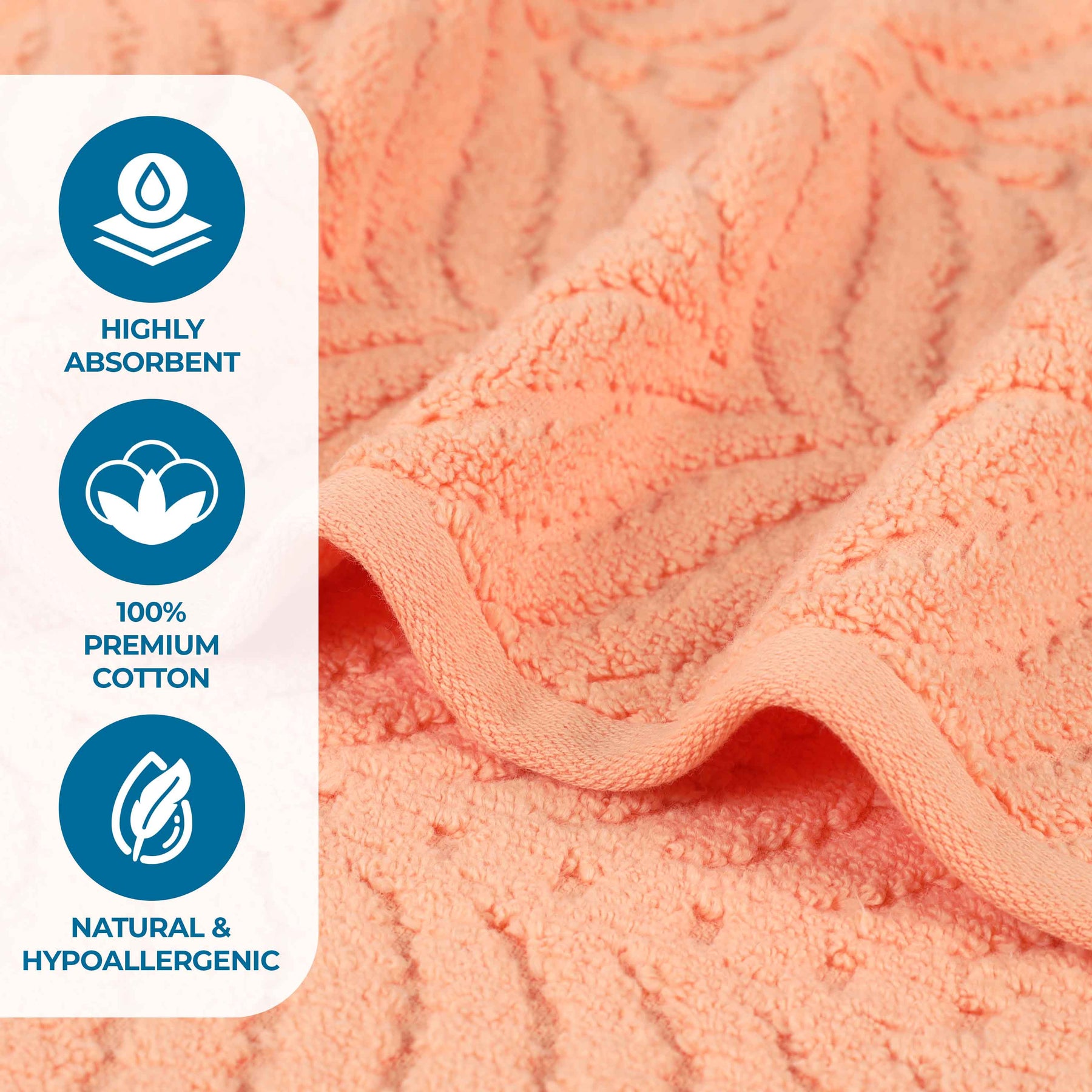 Chevron Zero Twist Solid and Jacquard Soft Cotton Bath Towel Set of 4