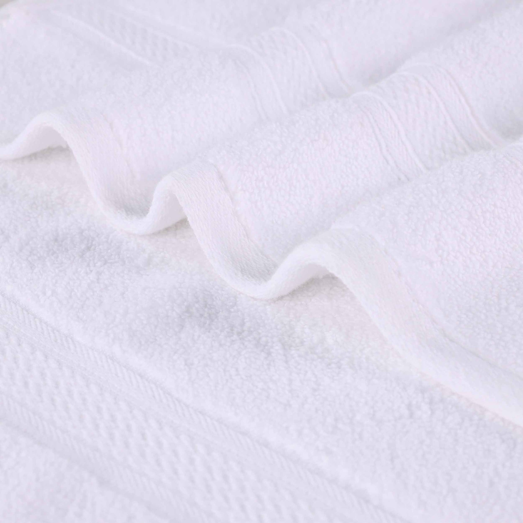 Chevron Zero Twist Solid and Jacquard Soft Cotton Hand Towel Set of 6