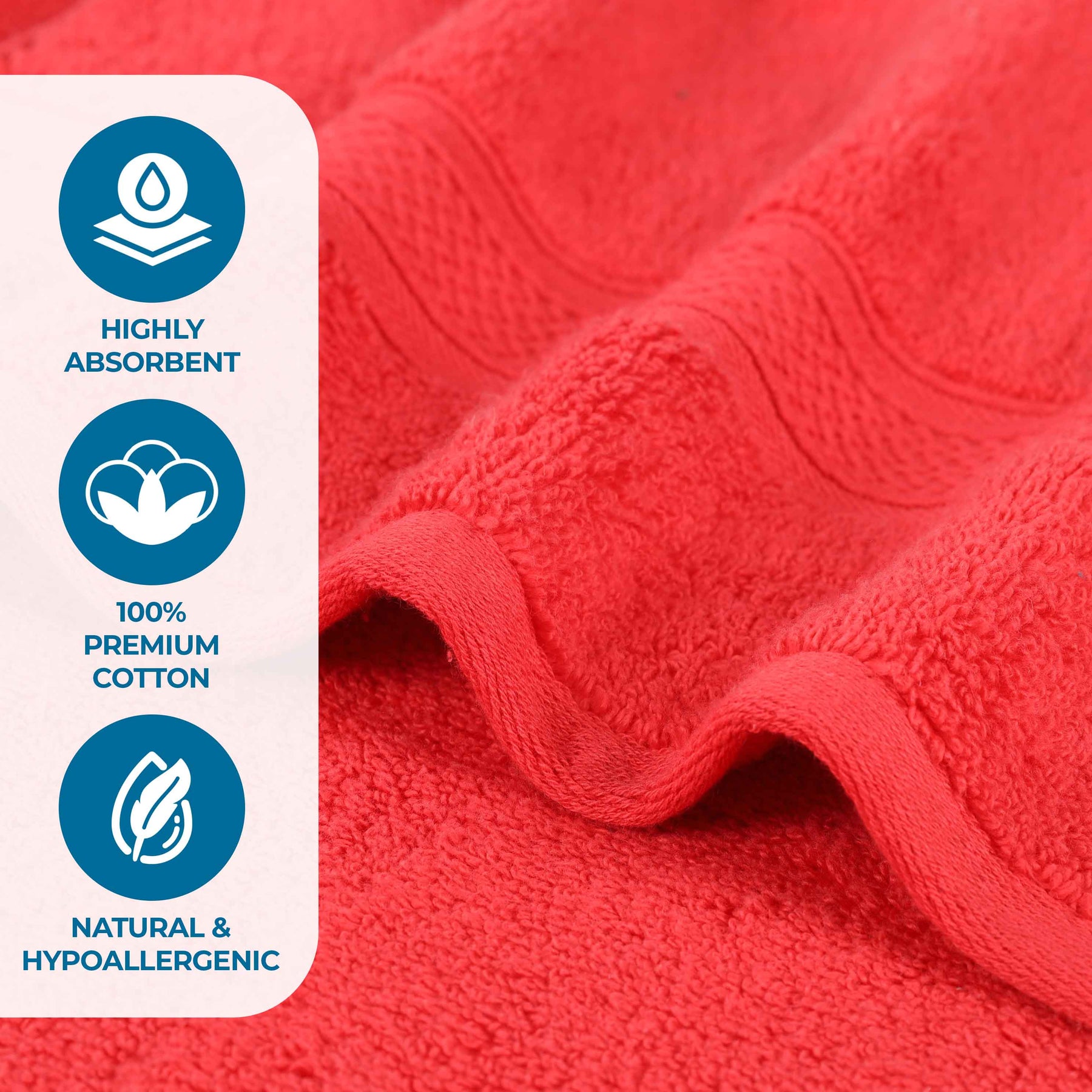 Chevron Zero Twist Solid and Jacquard Soft Cotton Hand Towel Set of 6