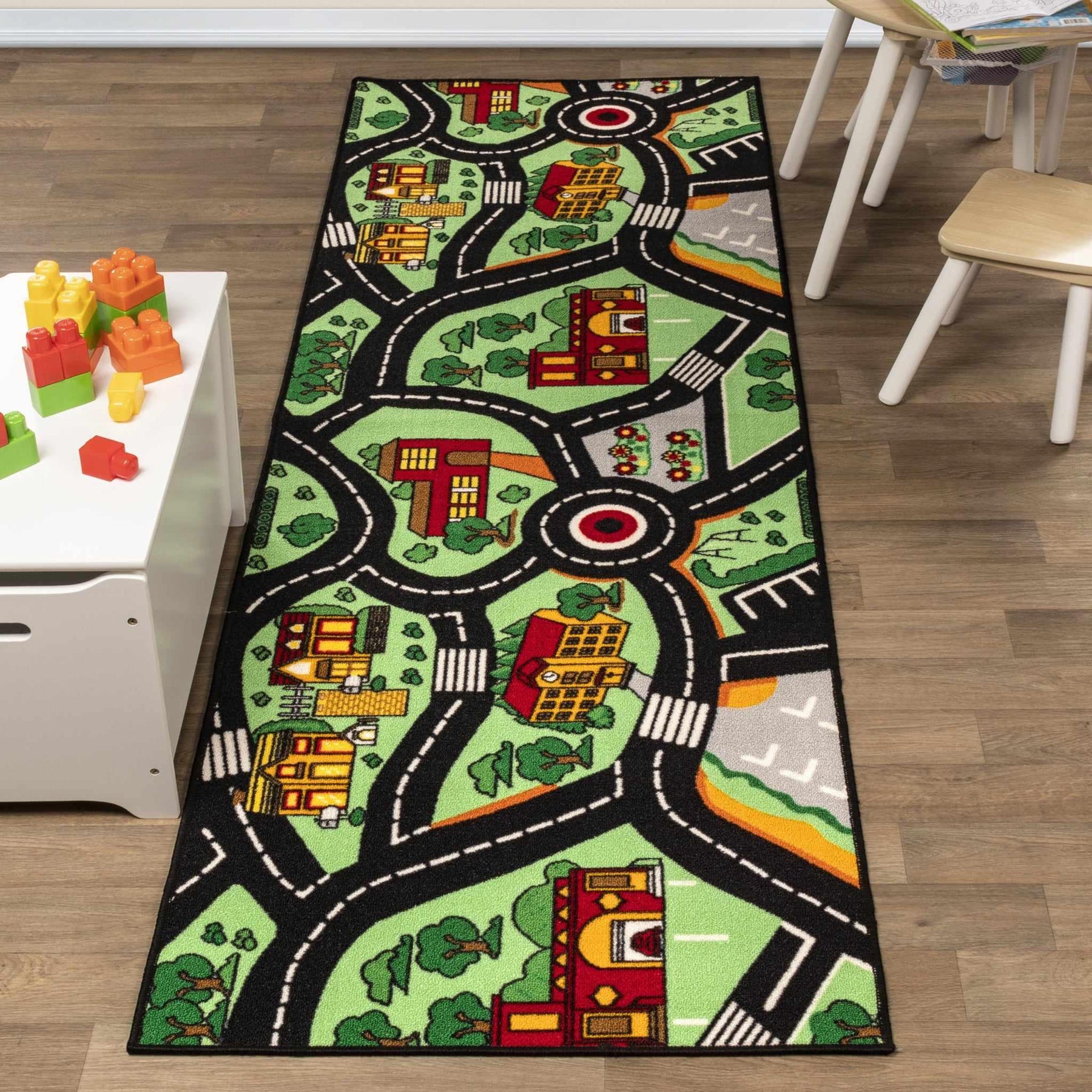 City-Cruising Non-Slip Washable Kids Indoor Area Rug or Runner